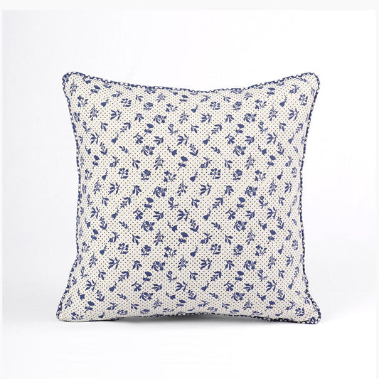 Indigo DOMINOTERIE small floral print cotton pillow cover, sizes available