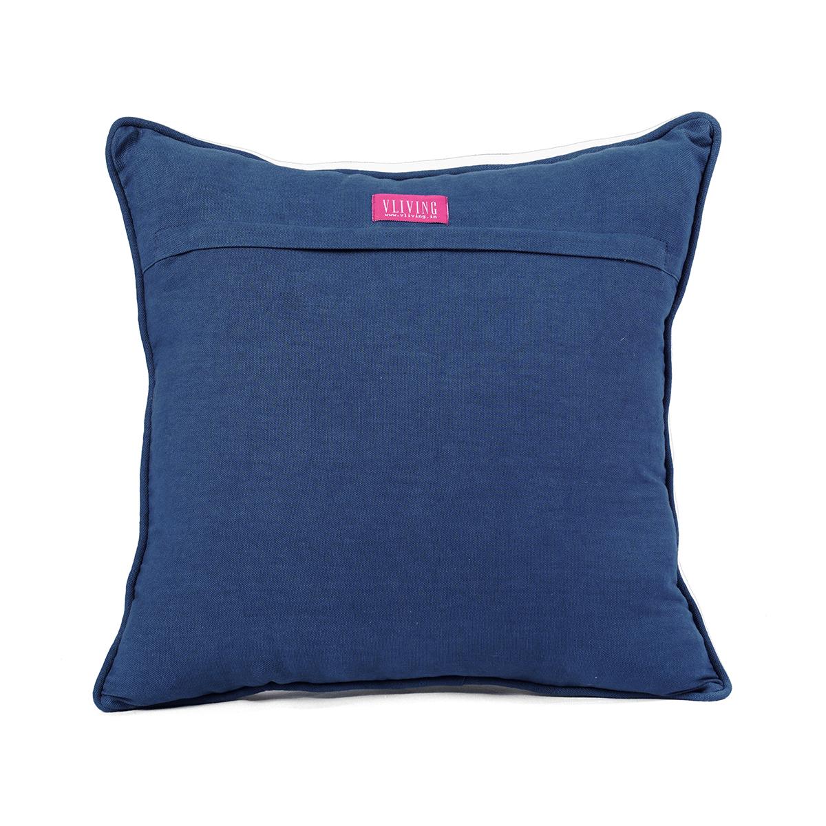 Indigo DOMINOTERIE bold floral print cotton pillow cover, sizes available