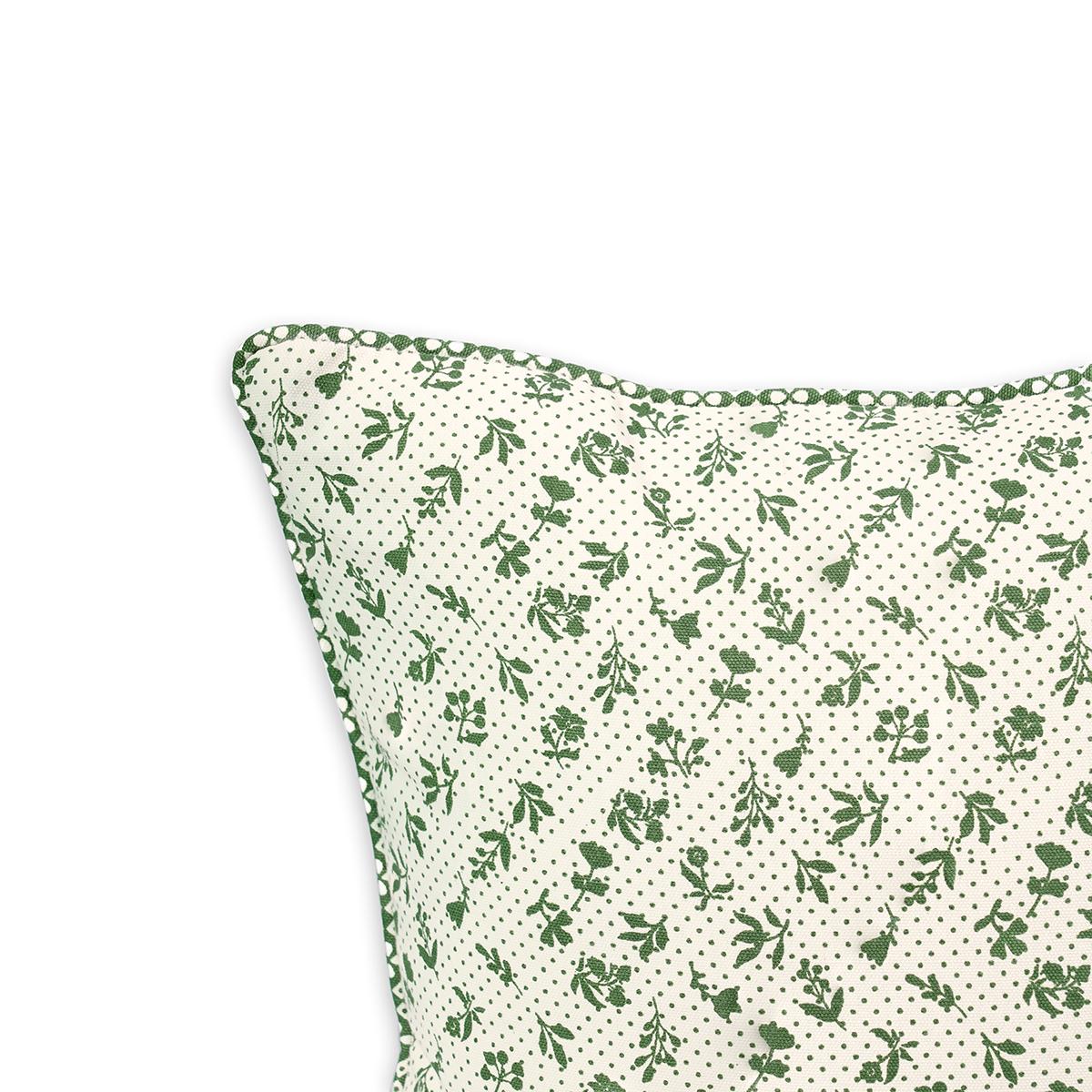 Green DOMINOTERIE small floral print cotton pillow cover, sizes available
