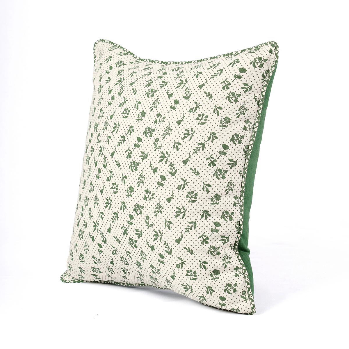 Green DOMINOTERIE small floral print cotton pillow cover, sizes available