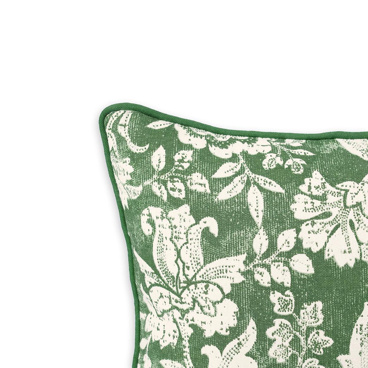 Green DOMINOTERIE bold floral print cotton pillow cover, sizes available