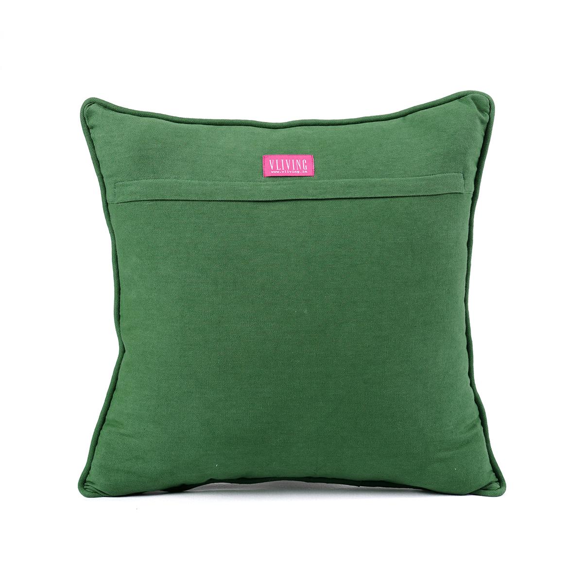 Green DOMINOTERIE bold floral print cotton pillow cover, sizes available