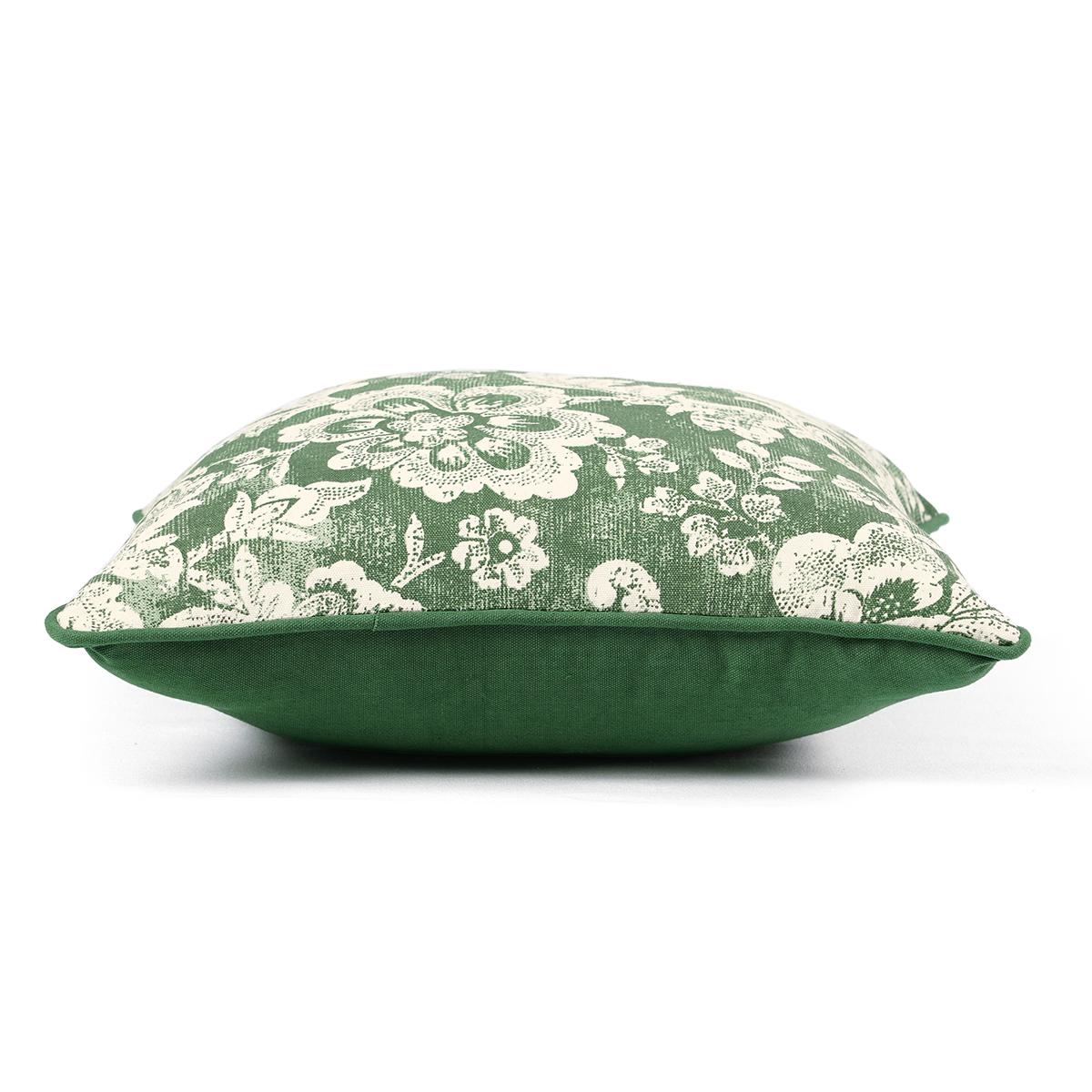 Green DOMINOTERIE bold floral print cotton pillow cover, sizes available