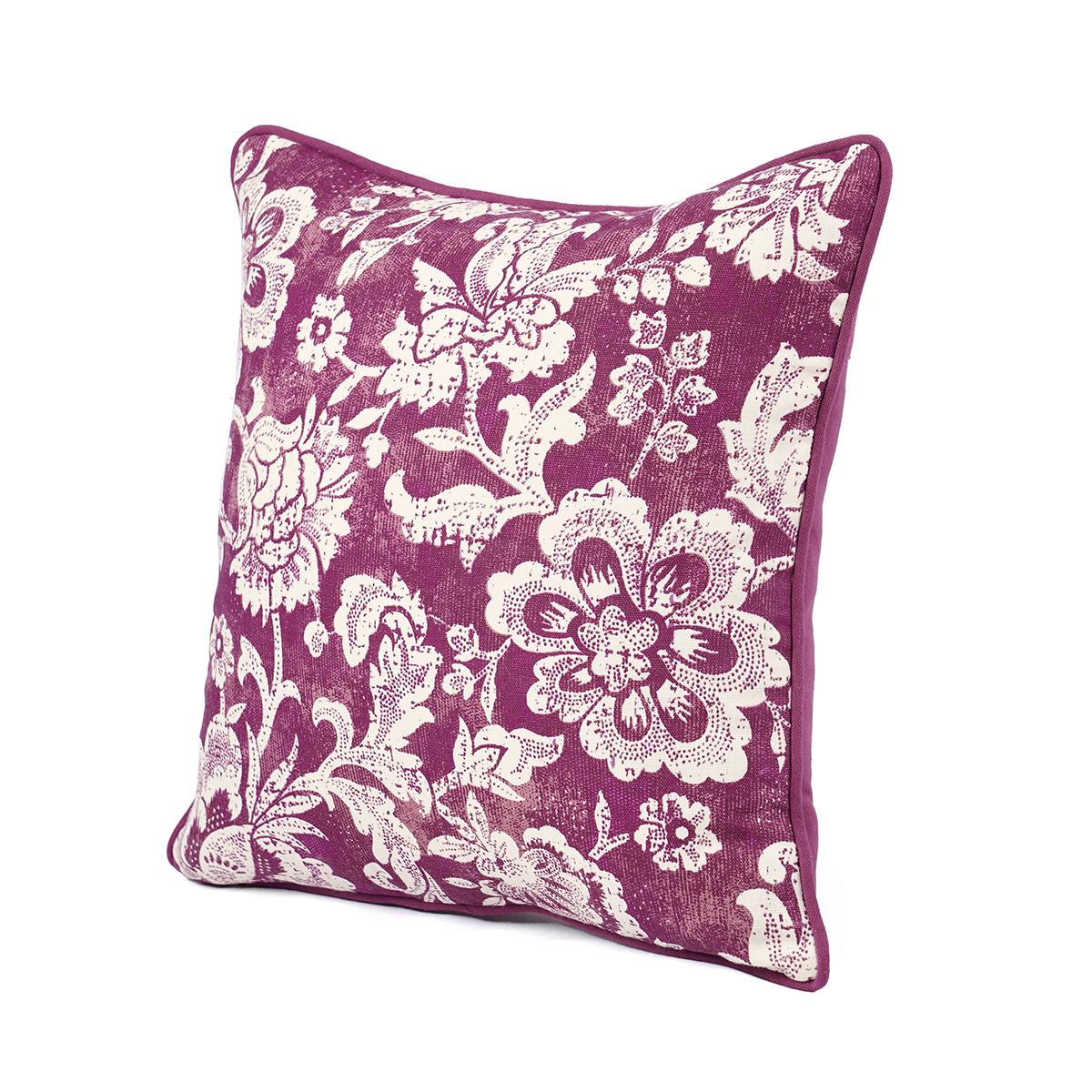 Plum DOMINOTERIE bold floral print cotton pillow cover, sizes available