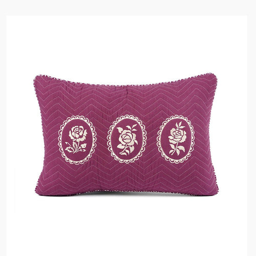 Plum/maroon DOMINOTERIE embroidered cotton pillow cover, sizes available