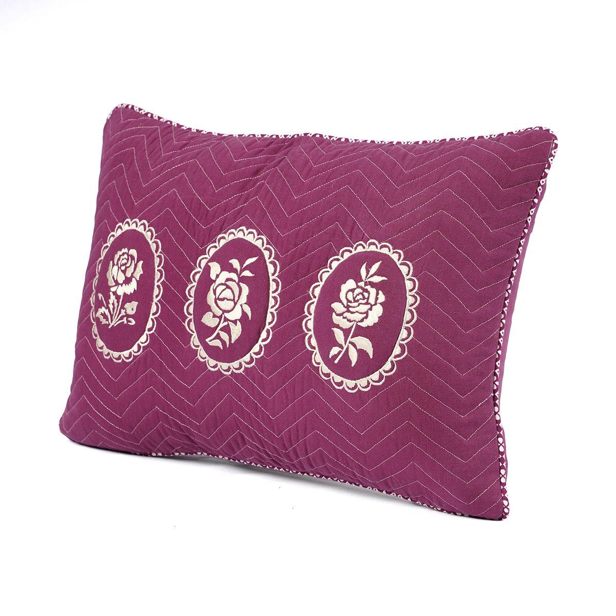 Plum/maroon DOMINOTERIE embroidered cotton pillow cover, sizes available