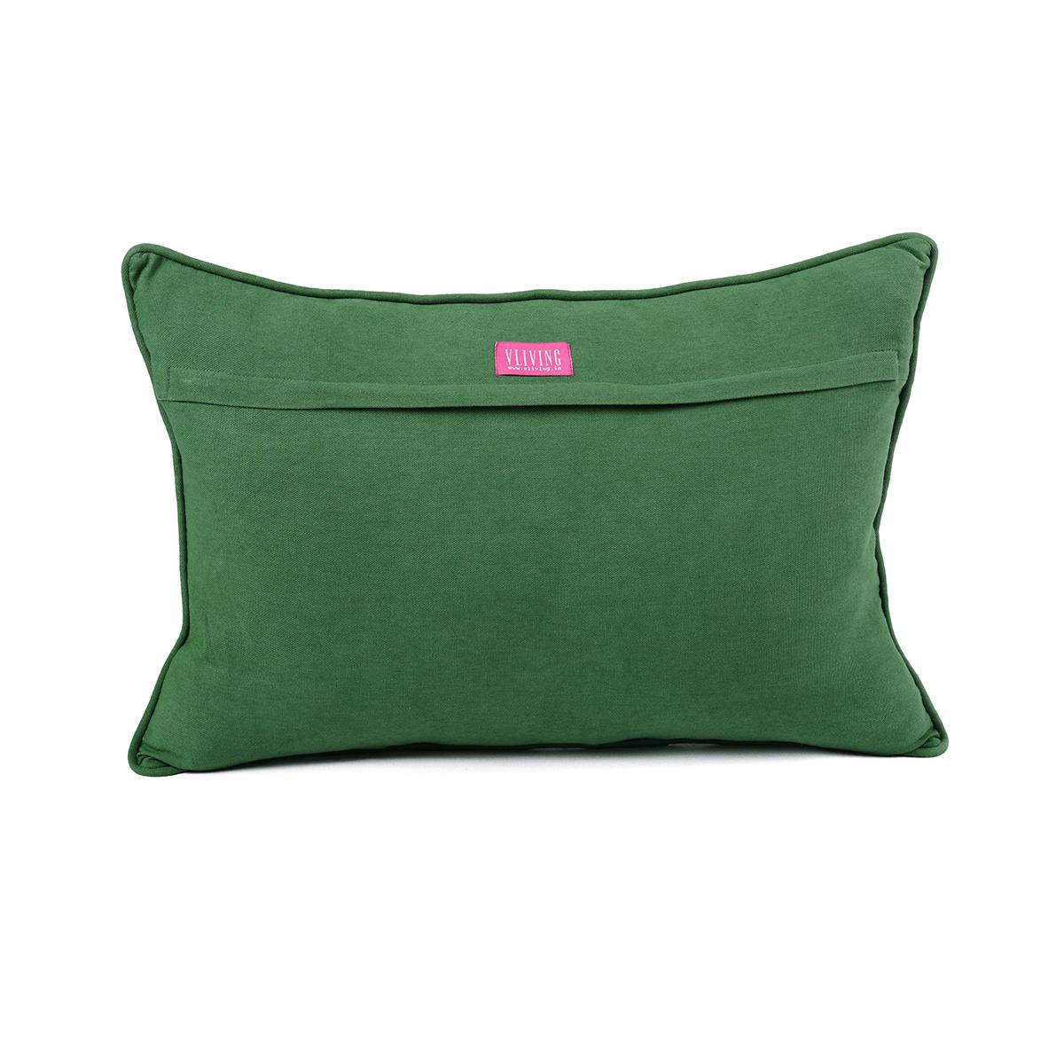 Green DOMINOTERIE geometric print cotton pillow cover, sizes available