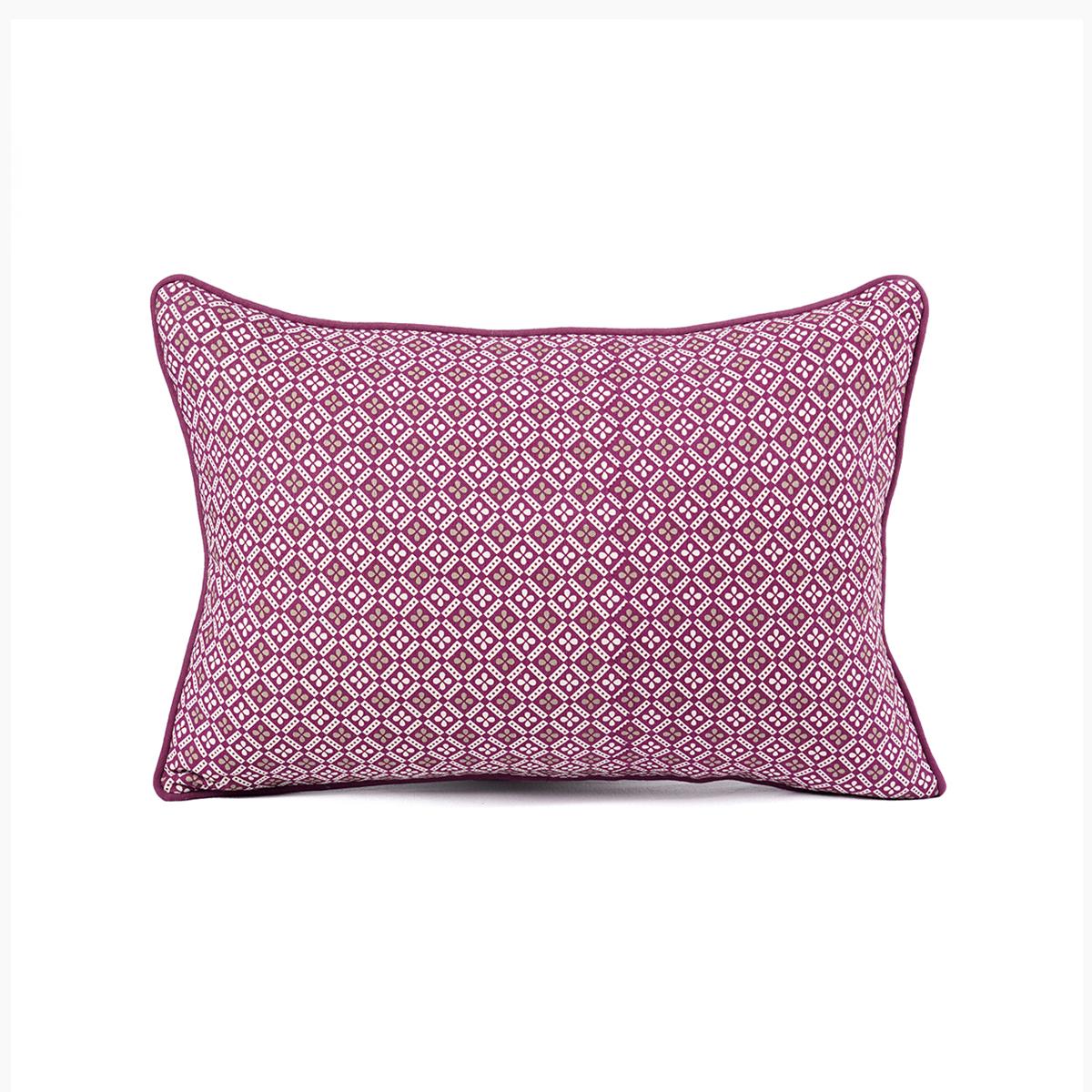 Plum/maroon DOMINOTERIE geometric print cotton pillow cover, sizes available