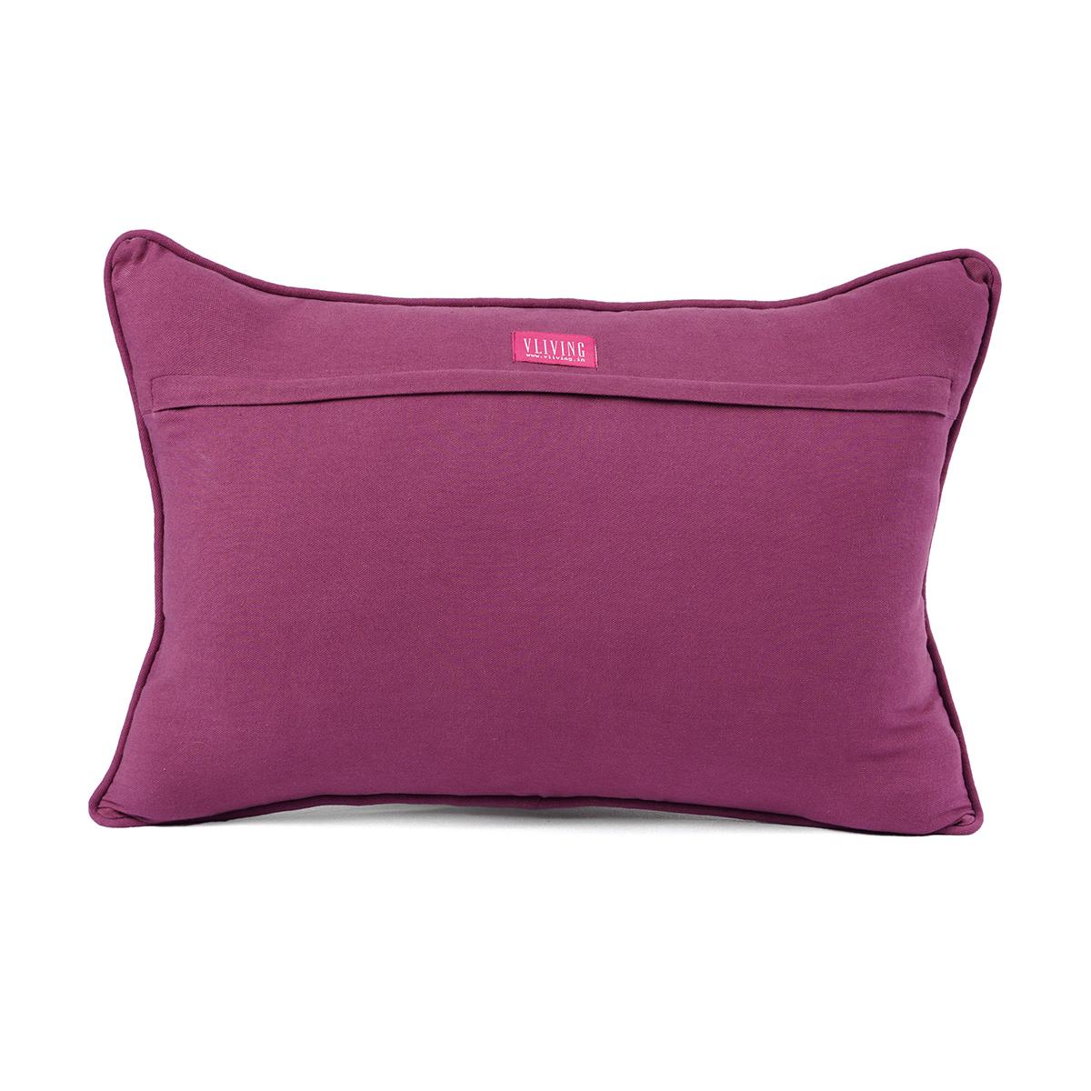 Plum/maroon DOMINOTERIE geometric print cotton pillow cover, sizes available