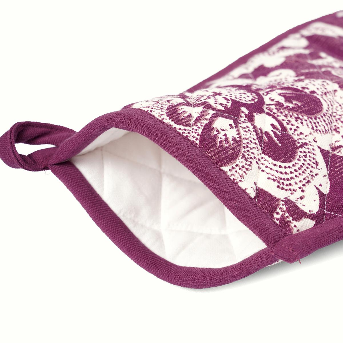 DOMINOTERIE Plum bold floral print Pot holder and Glove, kitchen accessory, 100% cotton, view options
