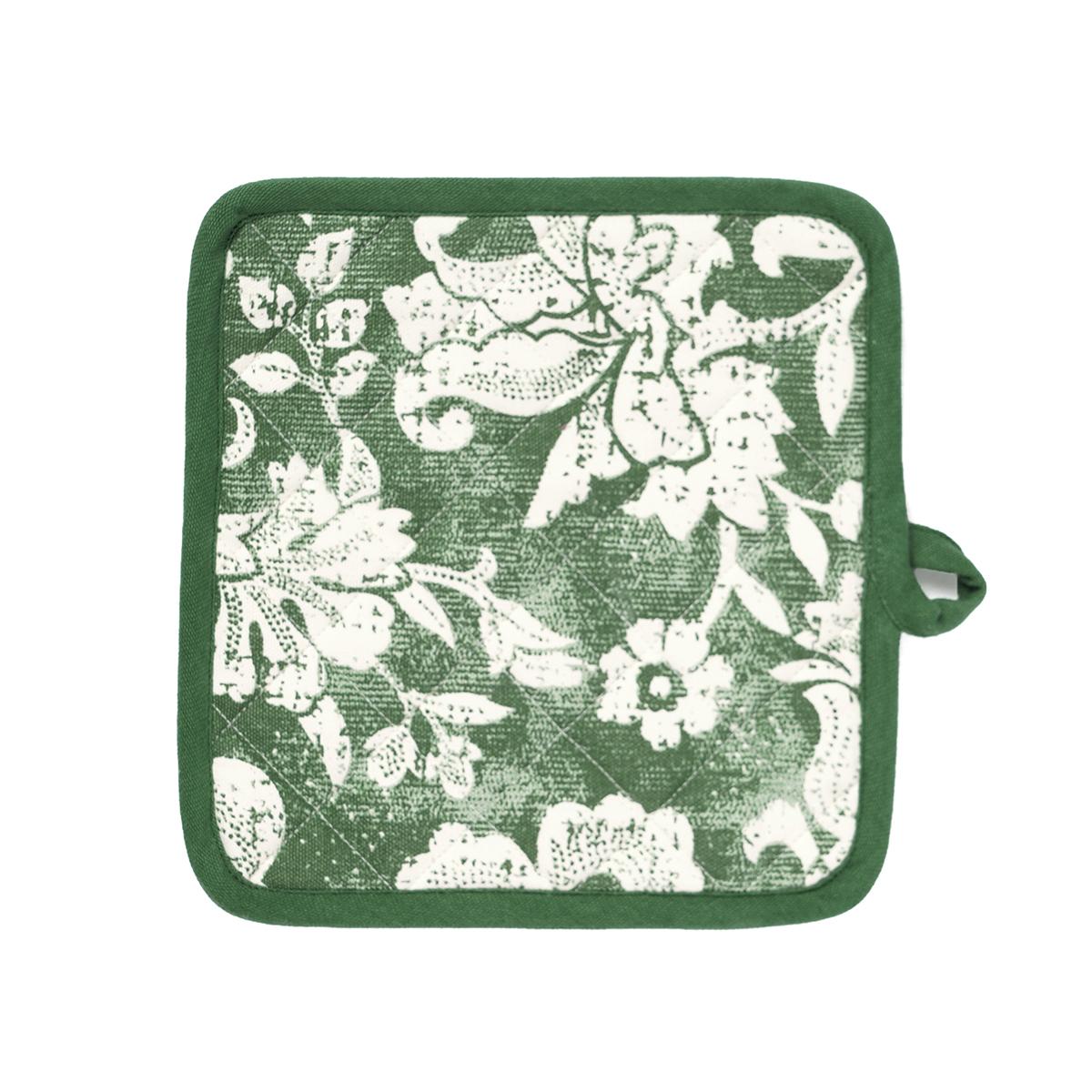 DOMINOTERIE Green bold floral print Pot holder and Glove, kitchen accessory, 100% cotton, view options