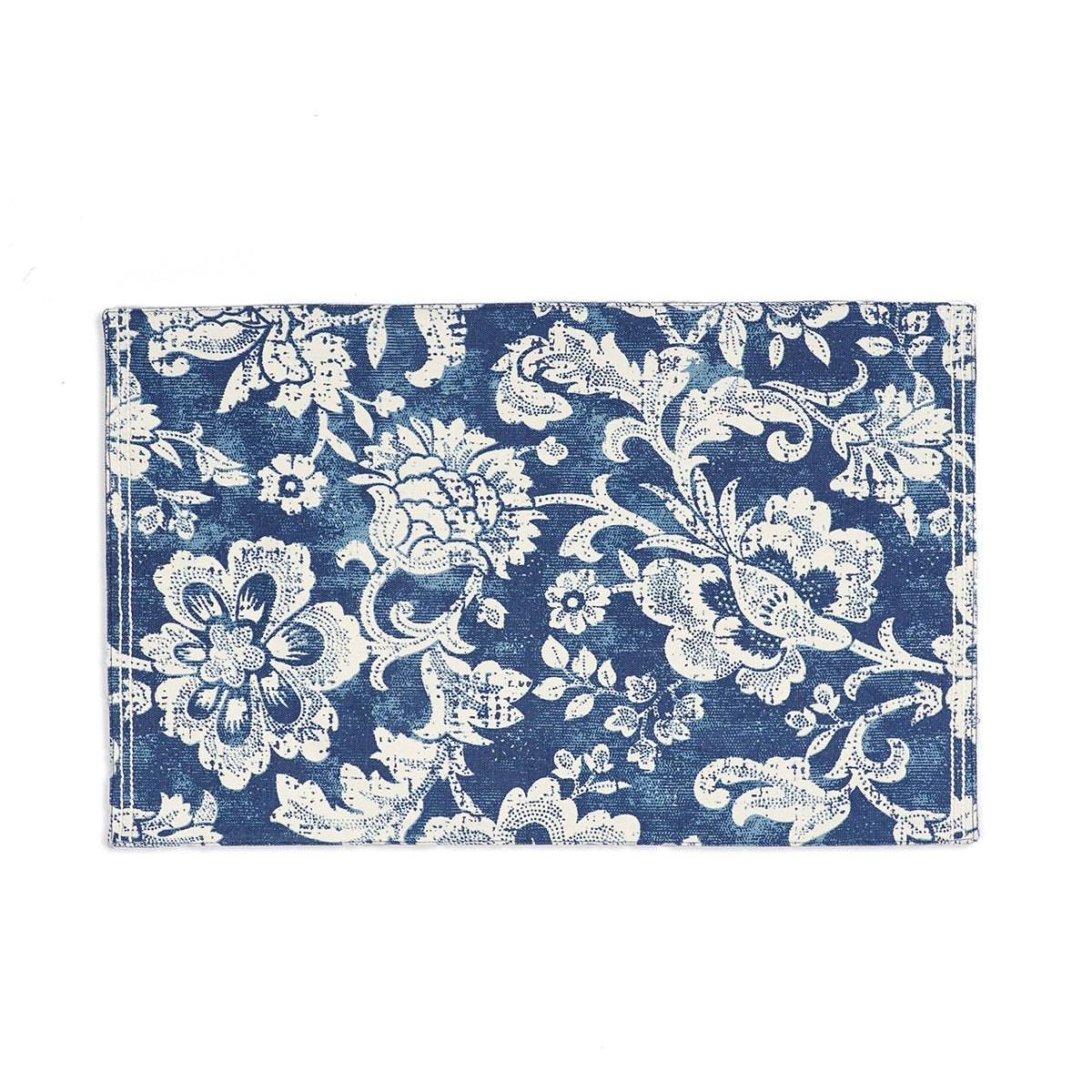 Indigo Blue cotton Placemat with bold floral block print , 13X19 inches