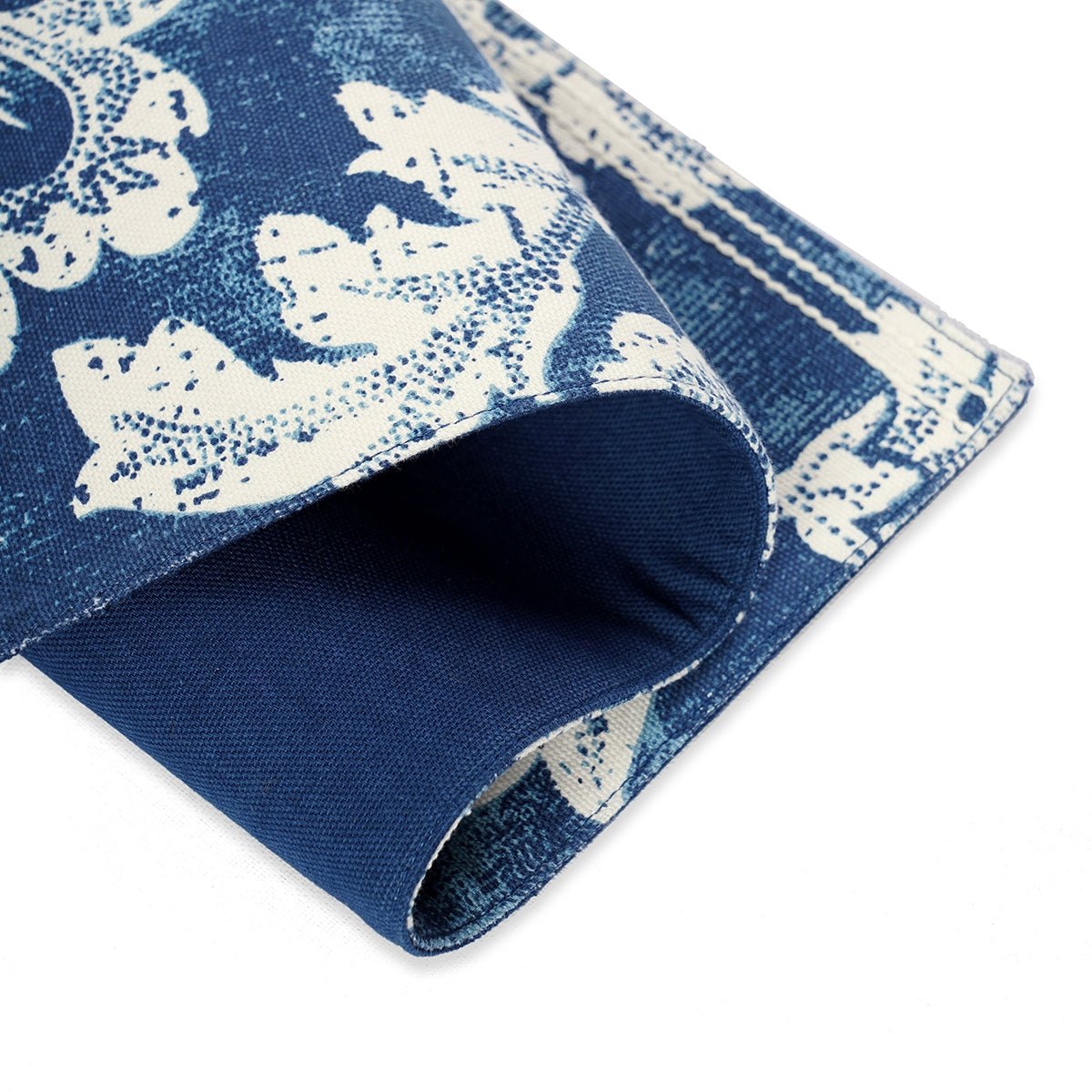 Indigo Blue cotton Placemat with bold floral block print , 13X19 inches