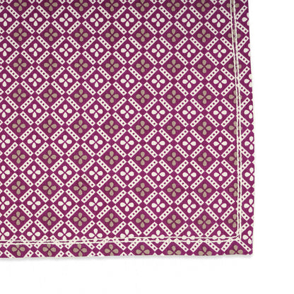 DOMINOTERIE PLUM cotton Table napkin, geometrical print.