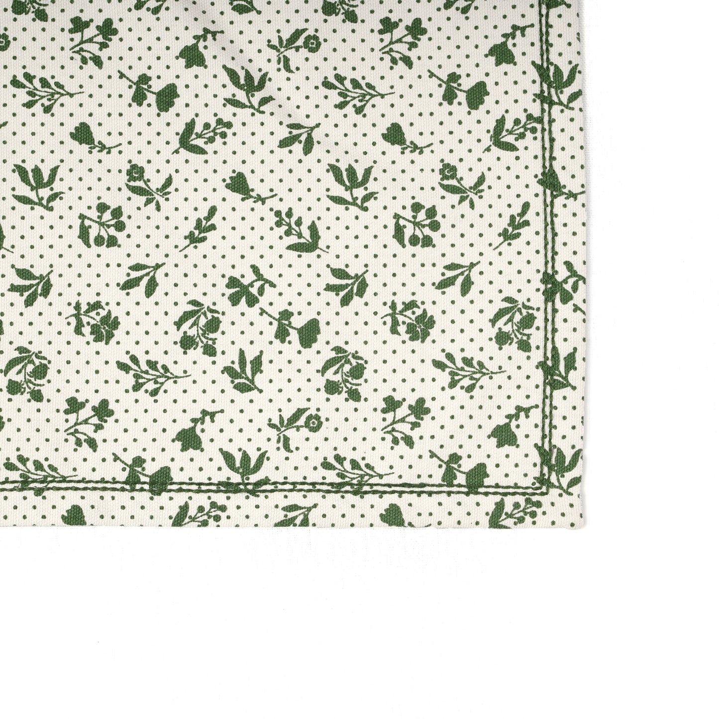 DOMINOTERIE GREEN cotton Table napkin, small floral print.