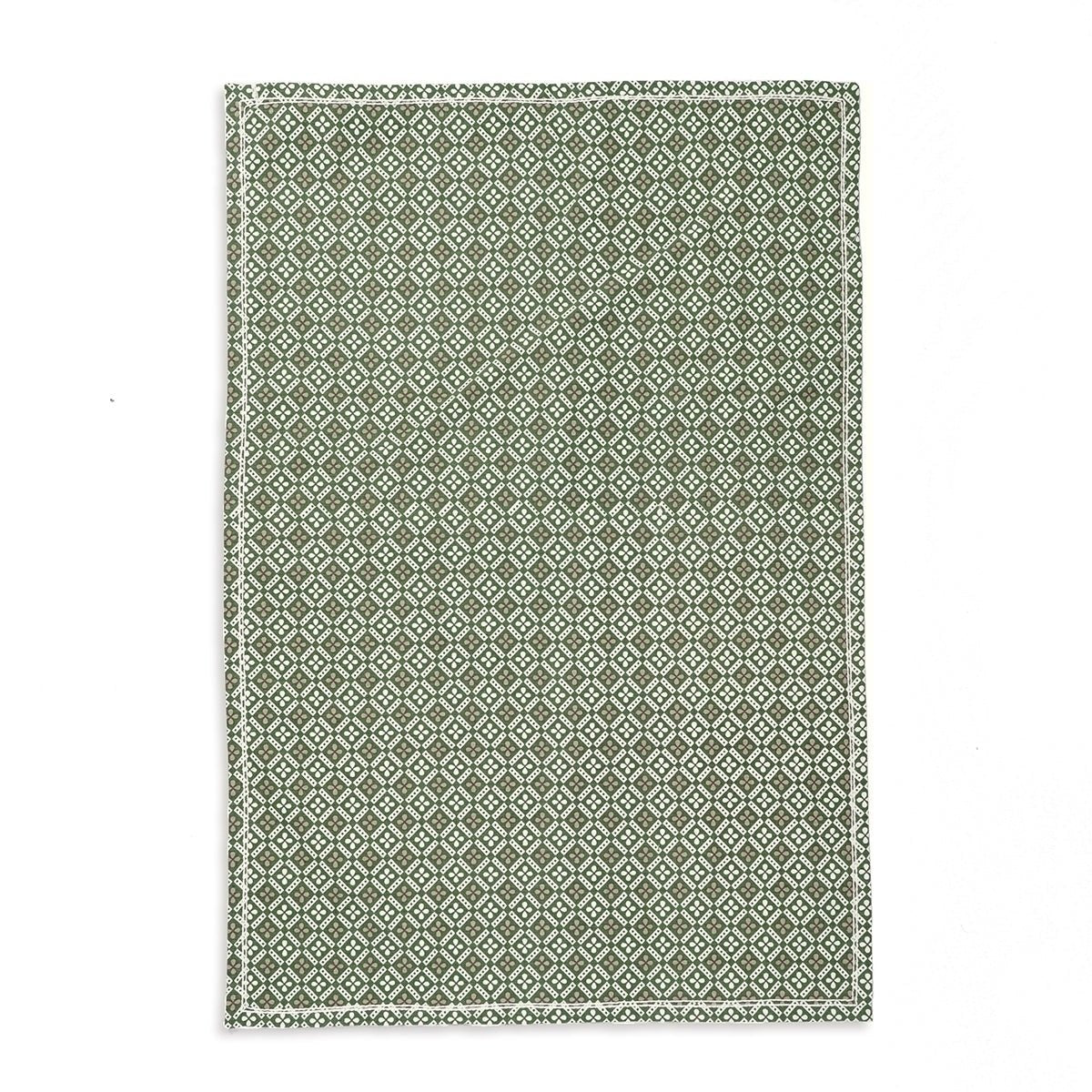 Green Printed Kitchen Towel, geometrical pattern, 100% cotton, size 20"X28"