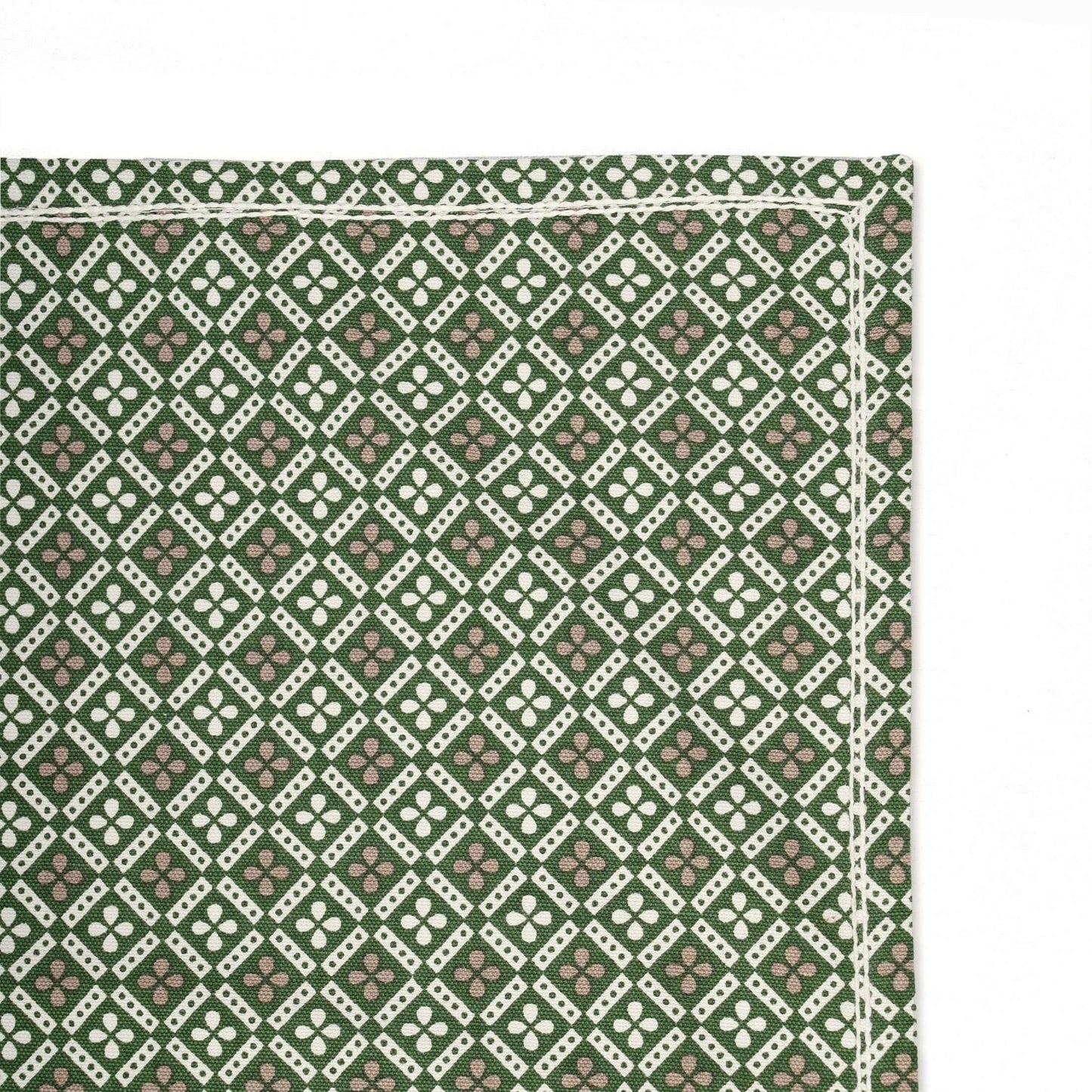 DOMINOTERIE GREEN cotton Table napkin, geometrical print.