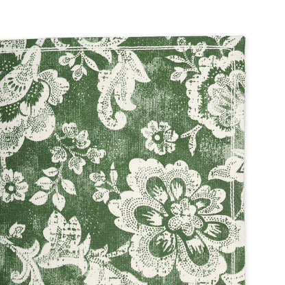 DOMINOTERIE GREEN cotton Table napkin, Bold floral print.