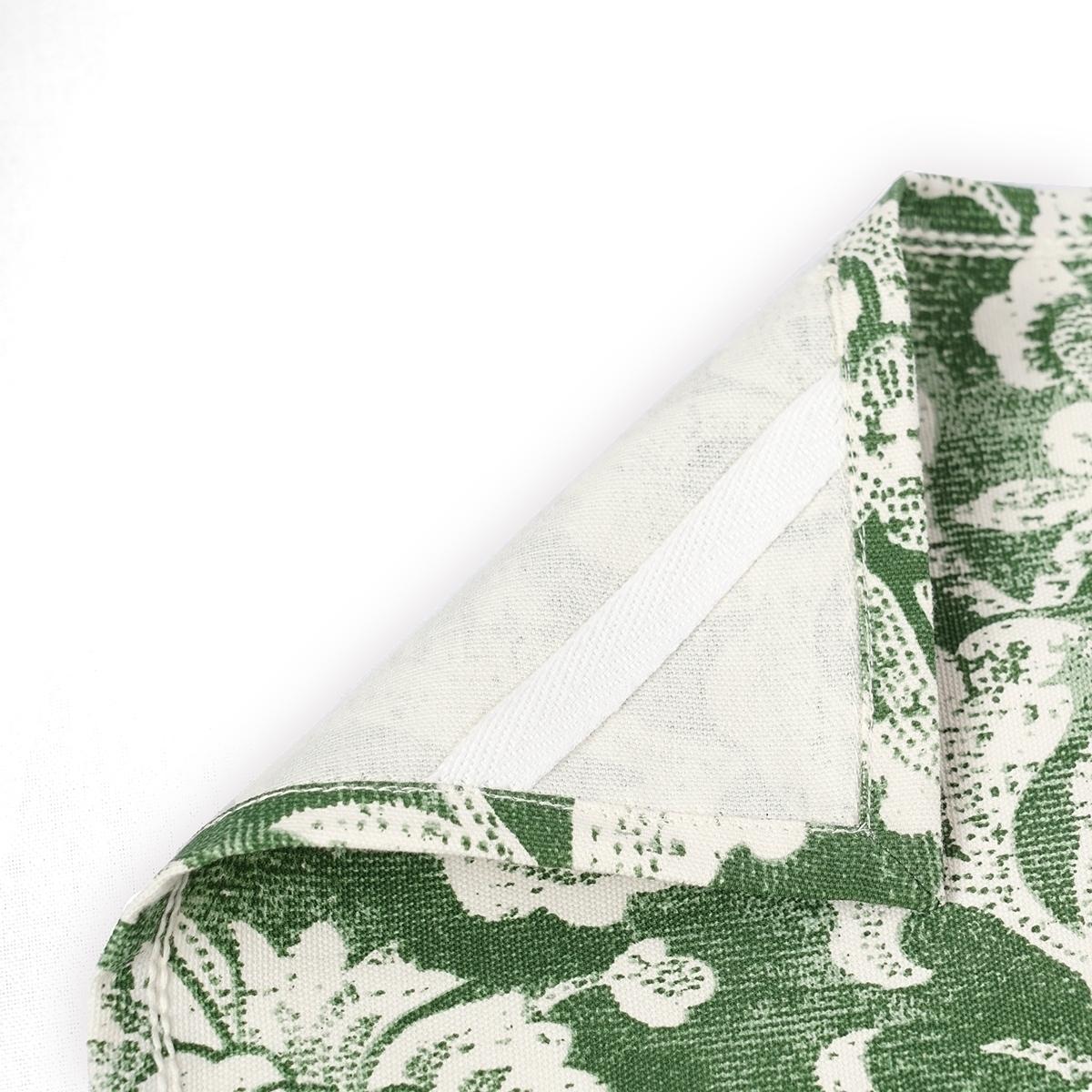 DOMINOTERIE Green Printed Kitchen Towel, bold floral pattern, 100% cotton, size 20"X28"