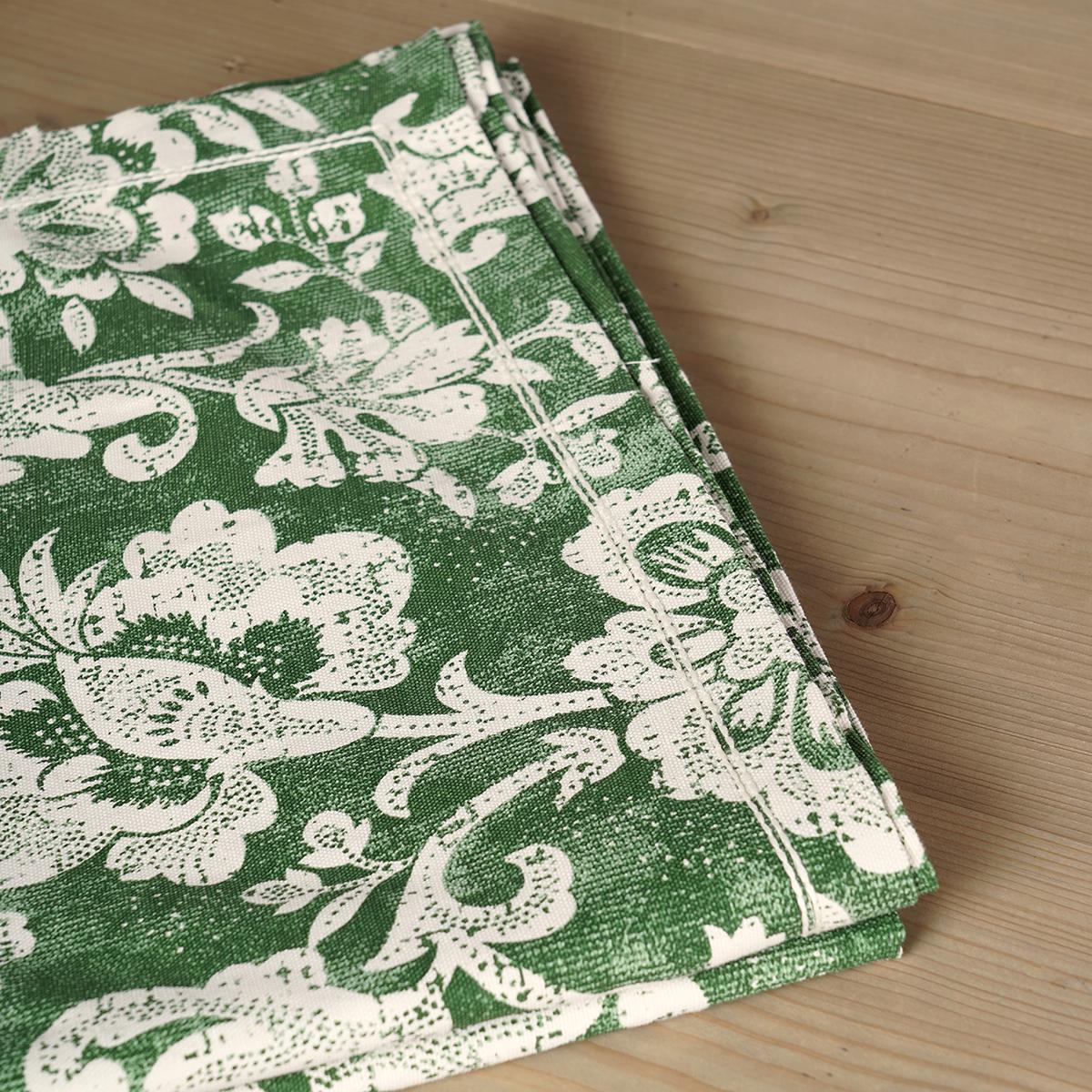 Green DOMINOTERIE bold floral print cotton table cover, sizes available
