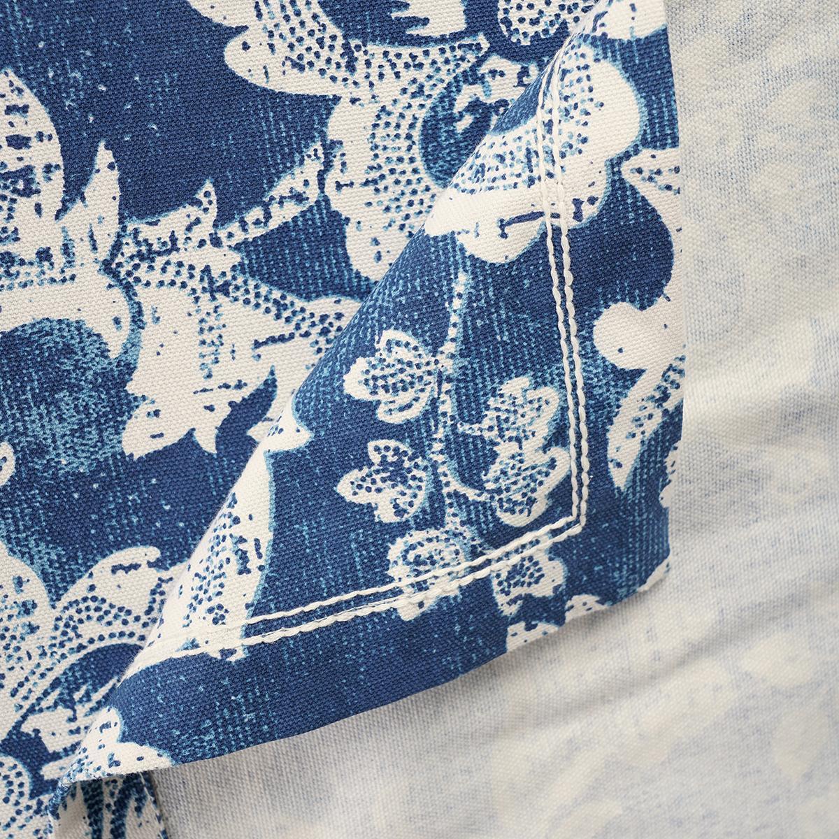 Indigo/Dark blue DOMINOTERIE bold floral print cotton table cover, sizes available