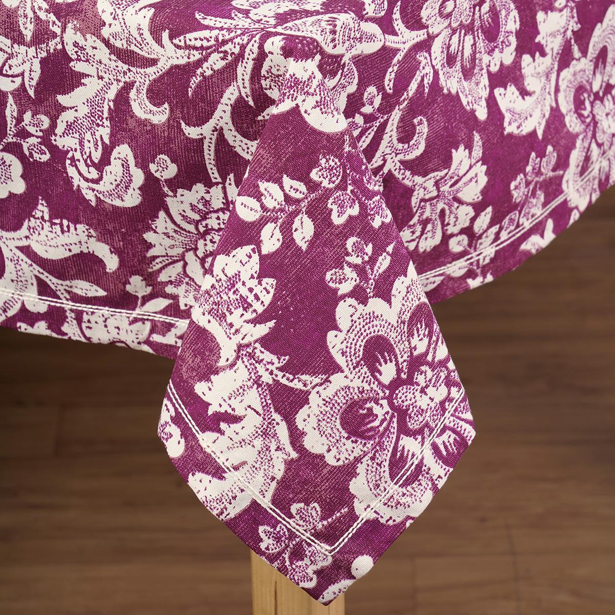 Plum DOMINOTERIE bold floral print cotton table cover, sizes available