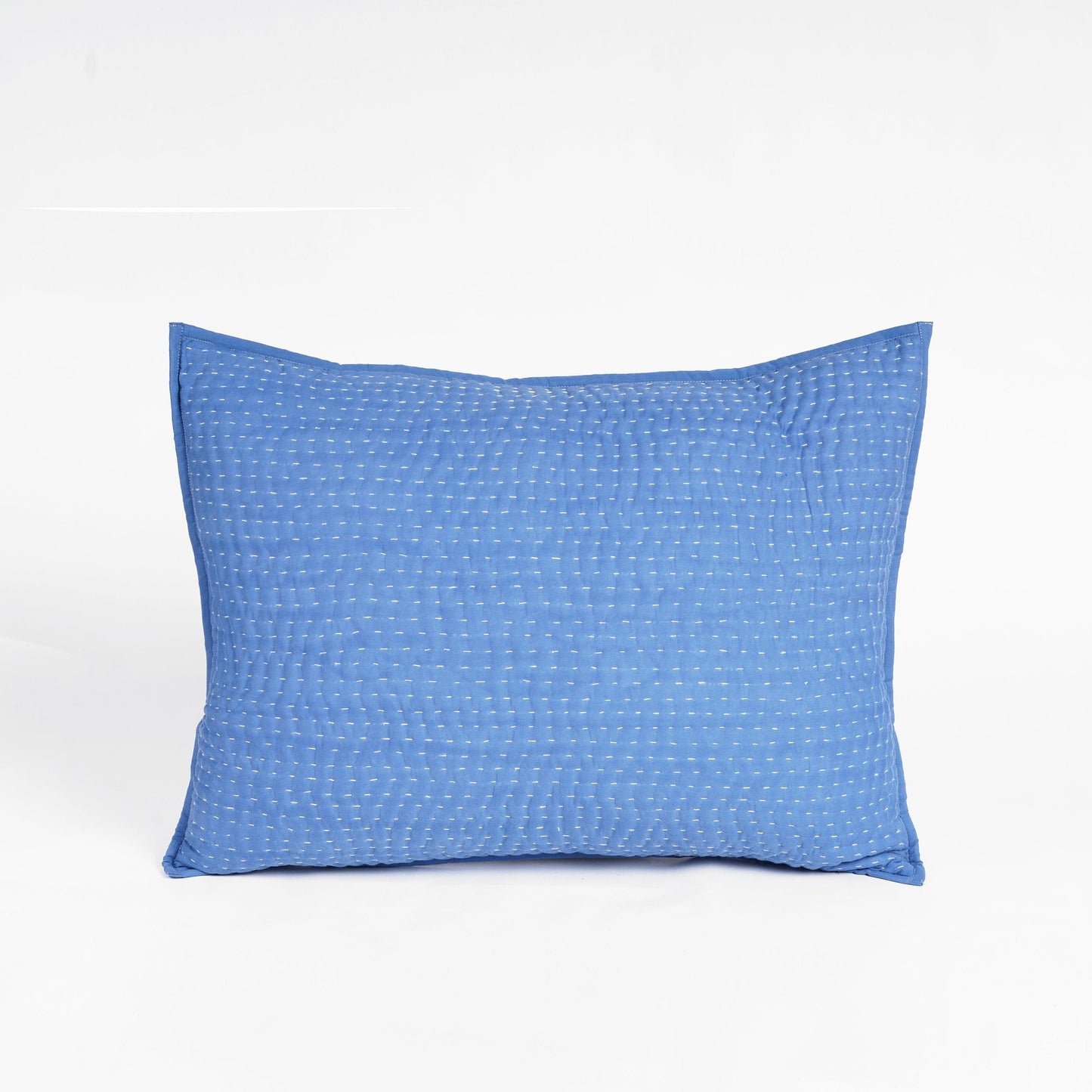 Denim Blue colour stonewashed kantha pillow shams - 100% cotton, Sizes available