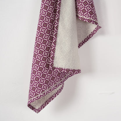 DOMINOTERIE PLUM cotton Table napkin, geometrical print.