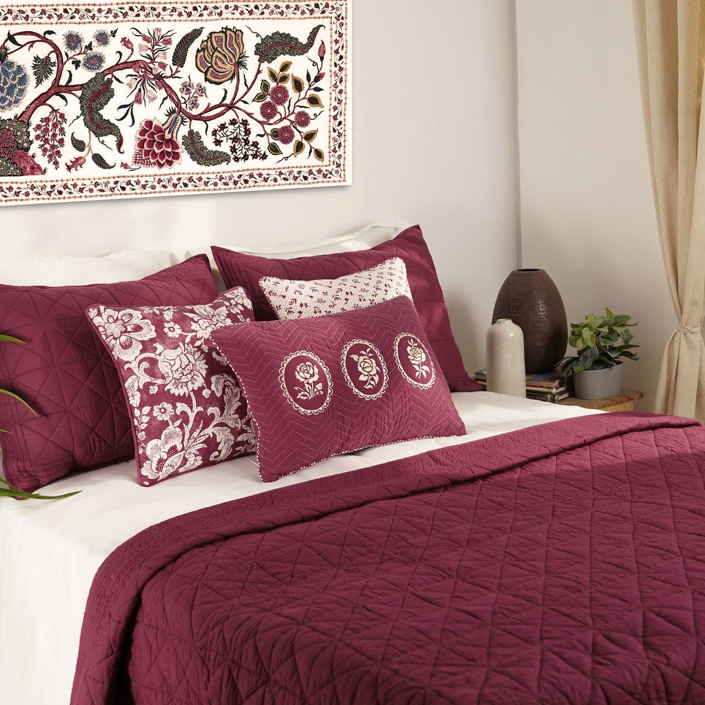 PLUM cotton Quilt bed set, Sizes available
