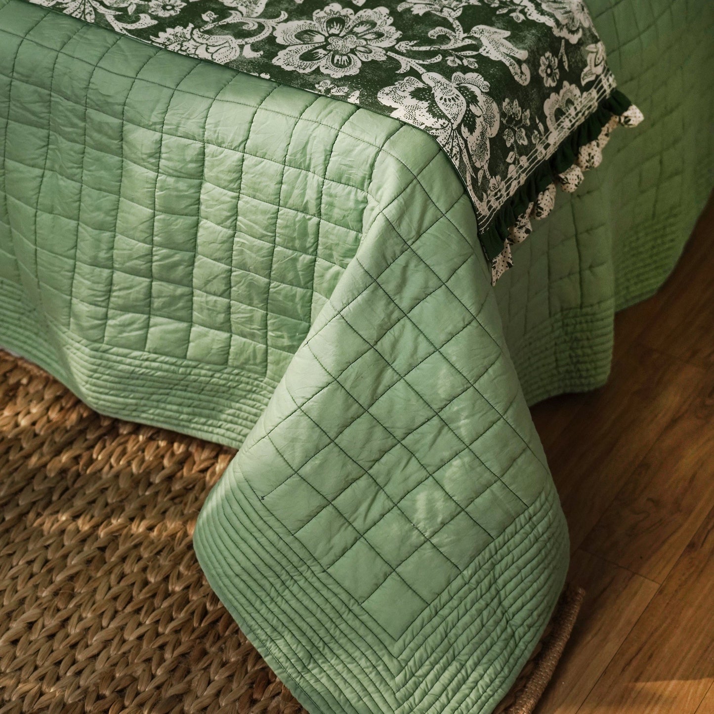 SAGE GREEN cotton Quilt bed set, Sizes available