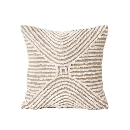 Tufted off white & Beige Throw Pillow Cover, 18X18 inches - Zulu Collection