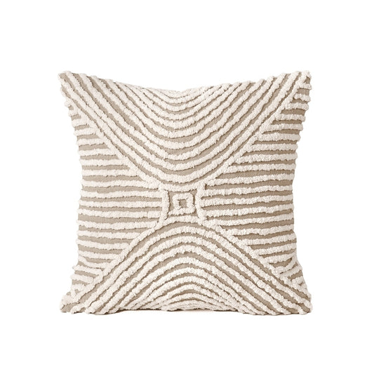 Tufted off white & Beige Throw Pillow Cover, 18X18 inches - Zulu Collection