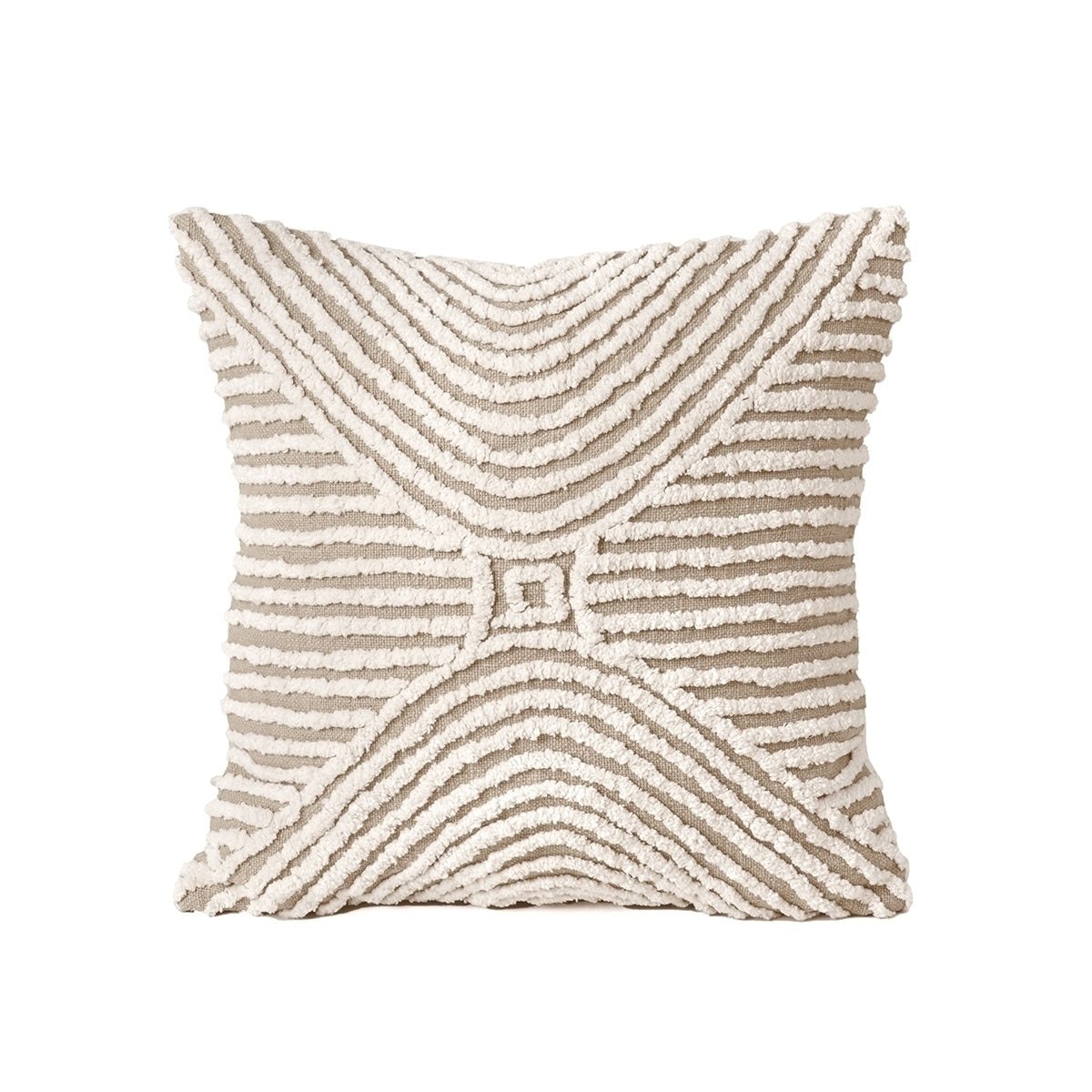 ZULU - Tufted off white & Beige Throw Pillow Cover, 18X18 inches - Zulu Collection