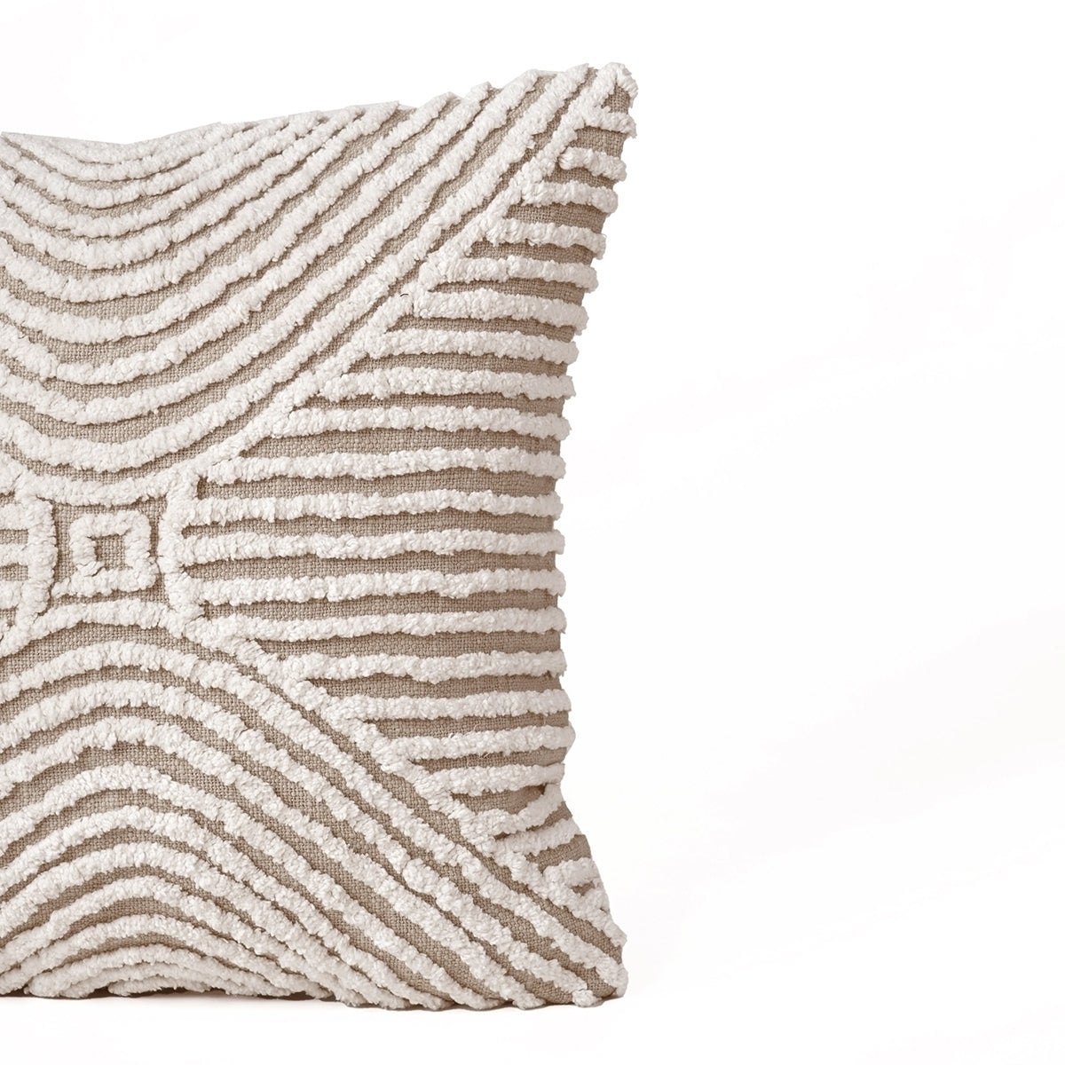 ZULU - Tufted off white & Beige Throw Pillow Cover, 18X18 inches - Zulu Collection