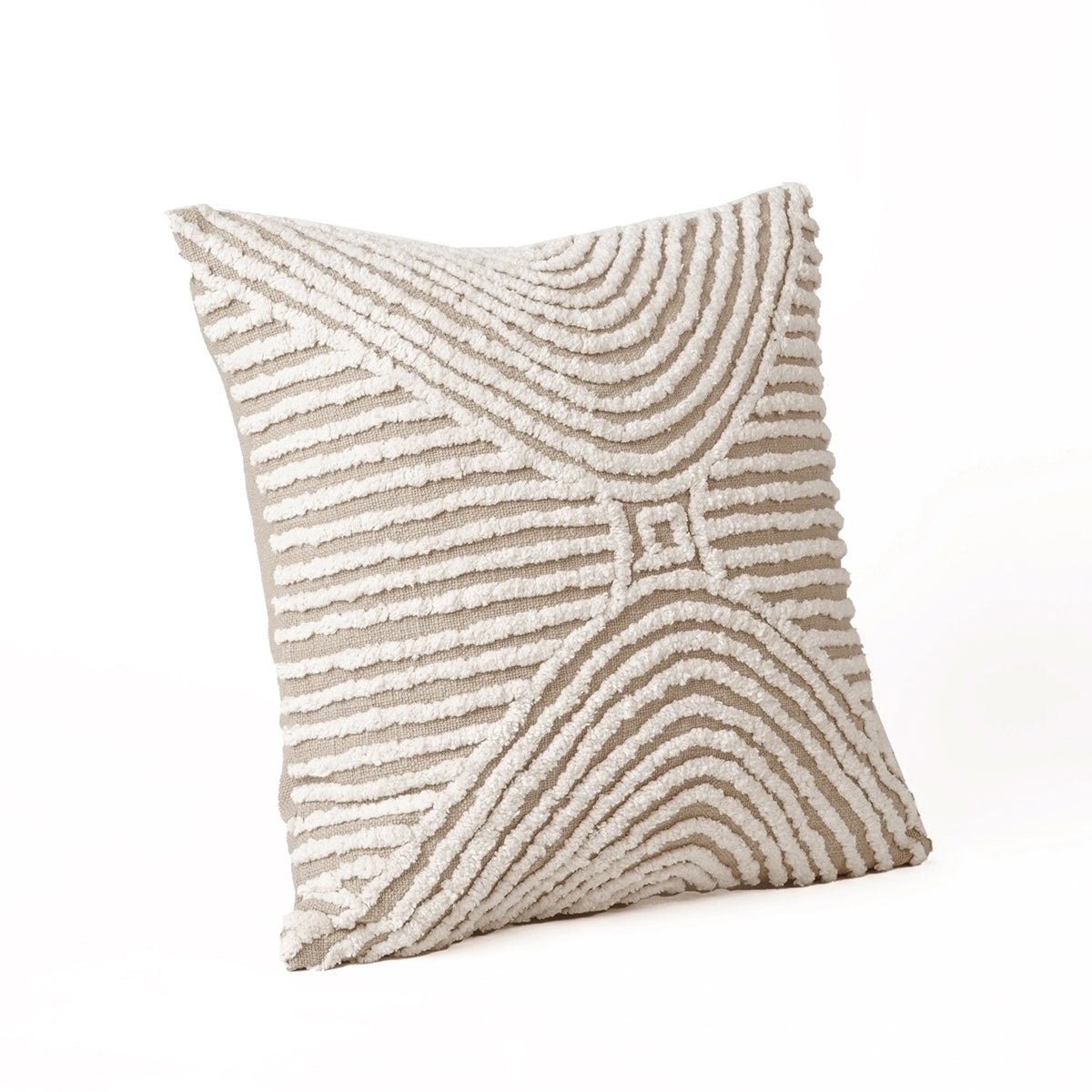 ZULU - Tufted off white & Beige Throw Pillow Cover, 18X18 inches - Zulu Collection