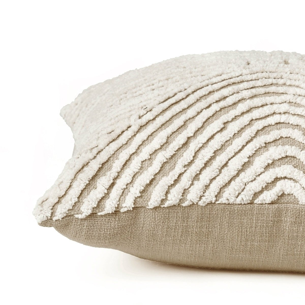ZULU - Tufted off white & Beige Throw Pillow Cover, 18X18 inches - Zulu Collection