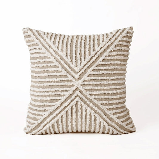 ZULU - Tufted off white & Beige Throw Pillow Cover, 18X18 inches - Zulu Collection