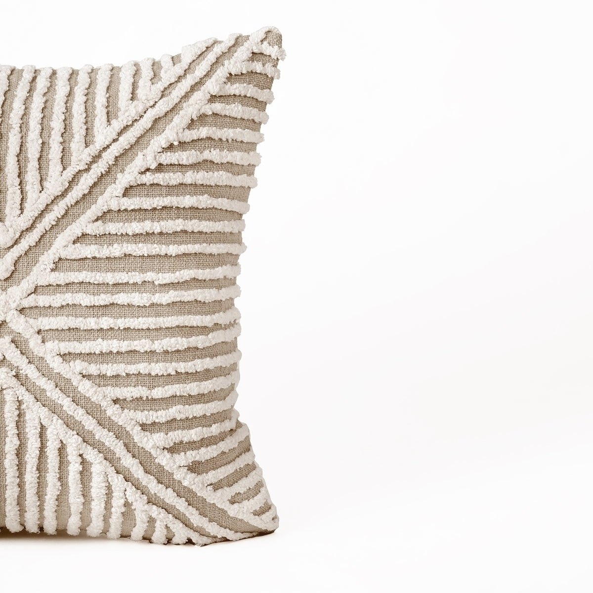 ZULU - Tufted off white & Beige Throw Pillow Cover, 18X18 inches - Zulu Collection