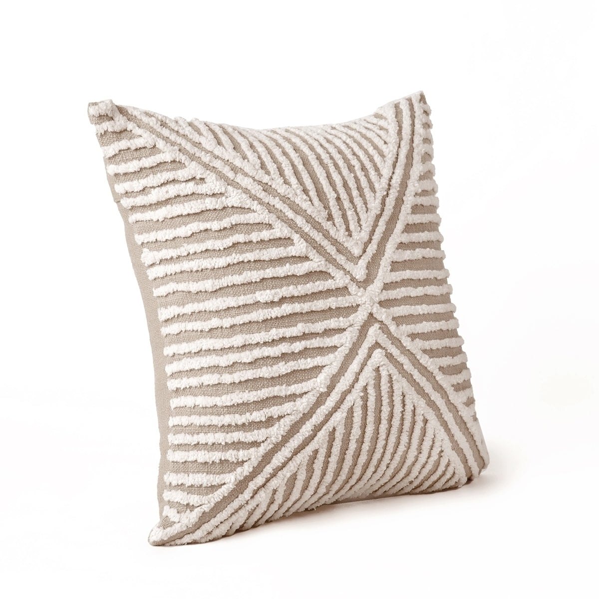 ZULU - Tufted off white & Beige Throw Pillow Cover, 18X18 inches - Zulu Collection