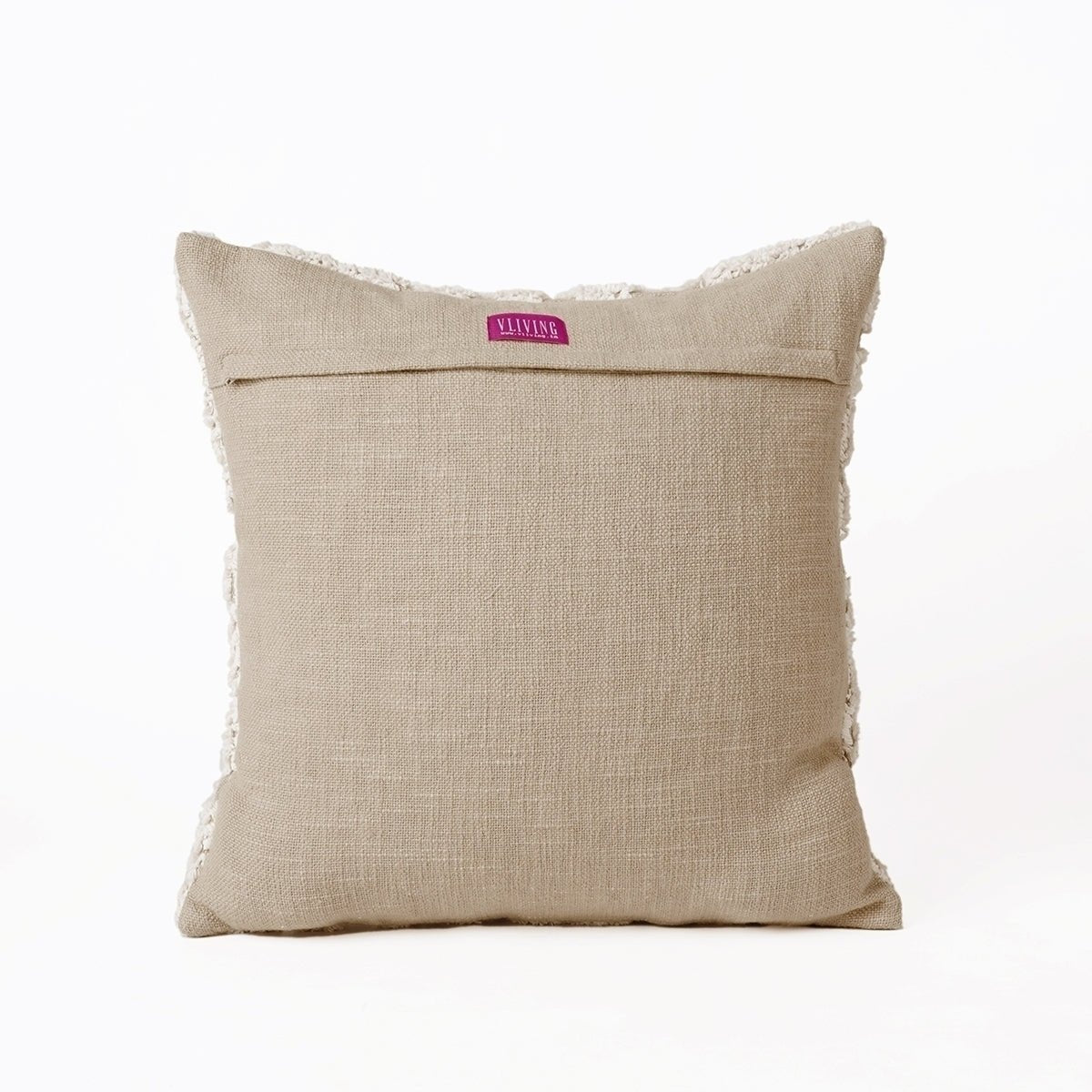 ZULU - Checkered Tufted off white & Beige Throw Pillow Cover, 18X18 inches - Zulu Collection