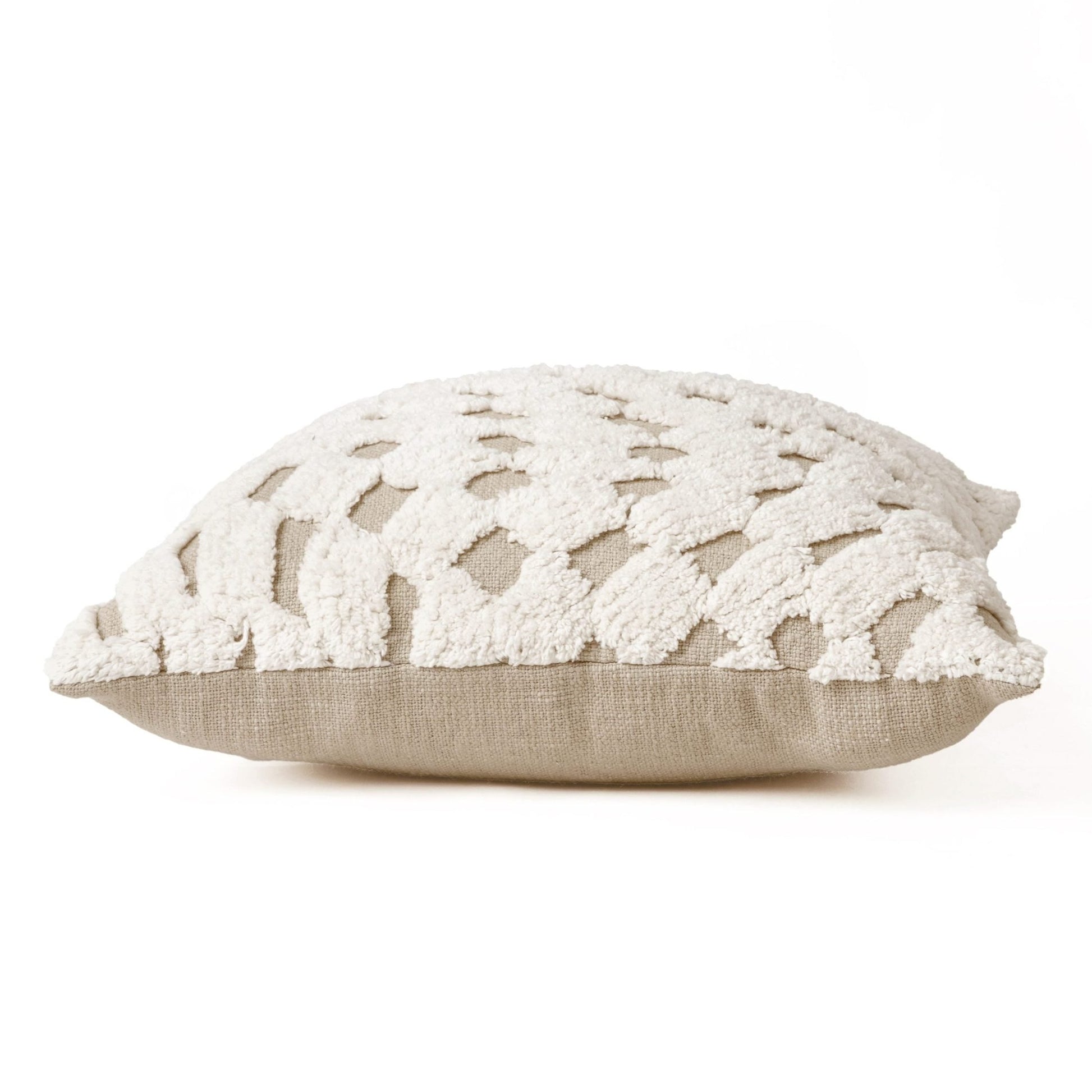ZULU - Checkered Tufted off white & Beige Throw Pillow Cover, 18X18 inches - Zulu Collection