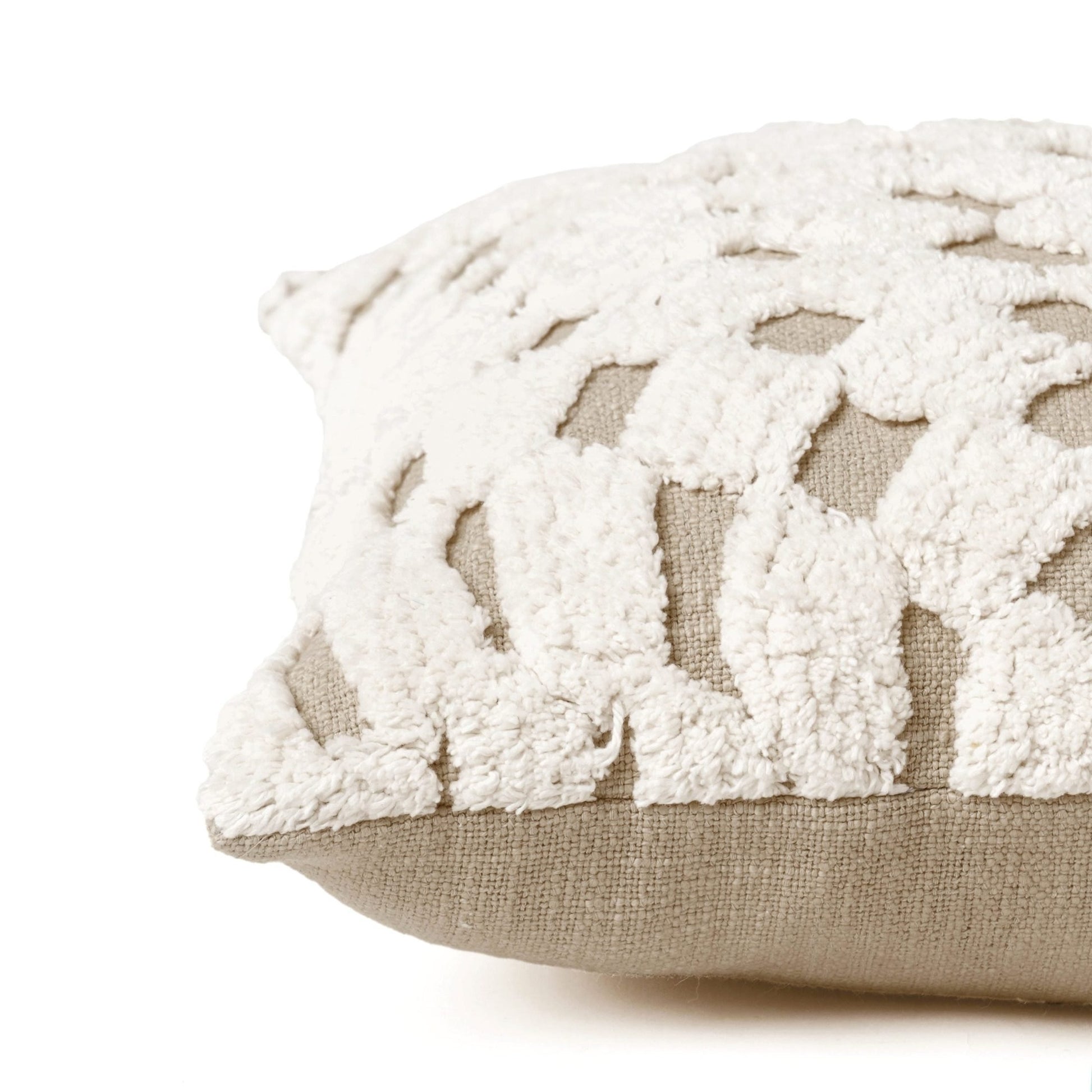 ZULU - Checkered Tufted off white & Beige Throw Pillow Cover, 18X18 inches - Zulu Collection