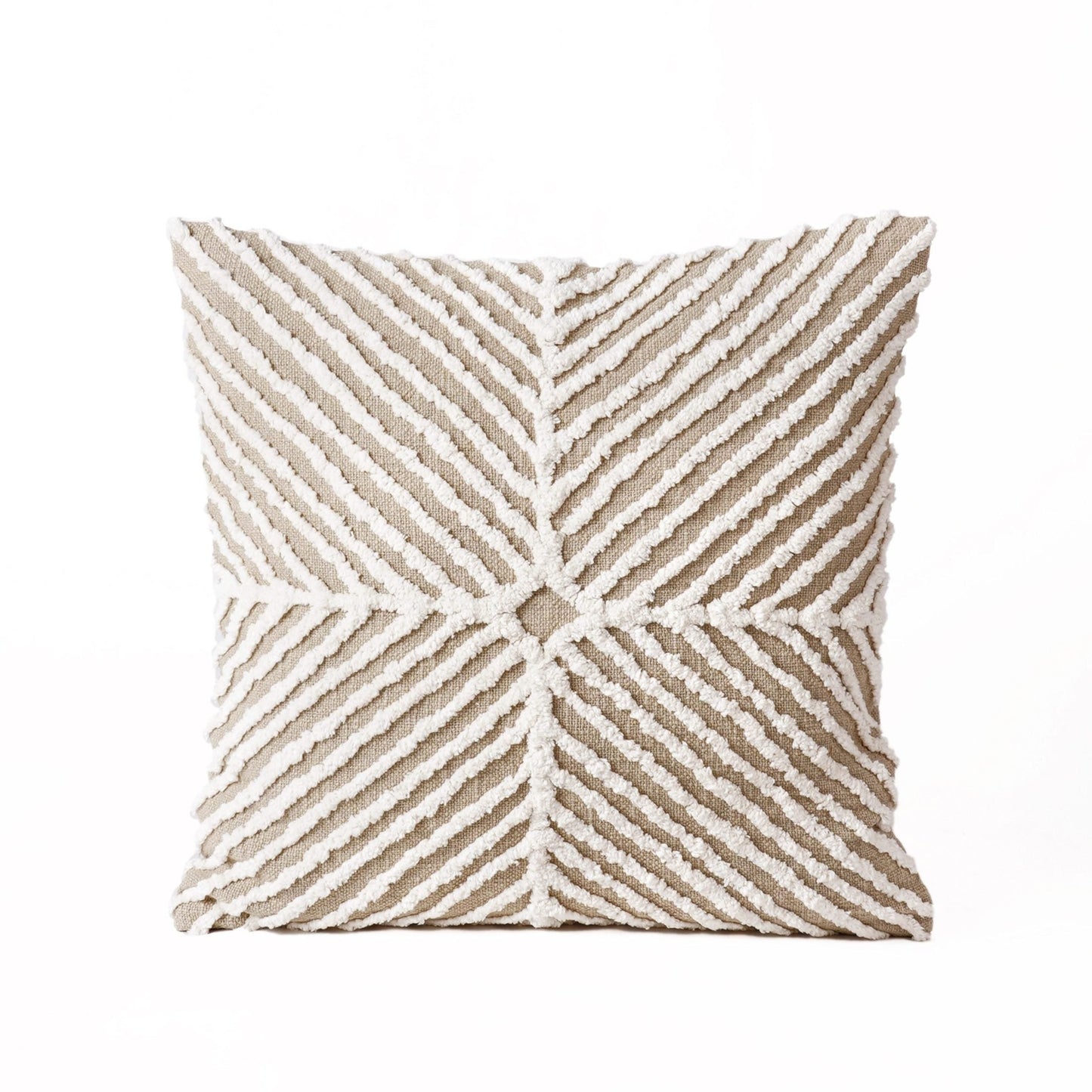 ZULU - Tufted off white and Beige Throw Pillow Cover, 18X18 inches - Zulu Collection