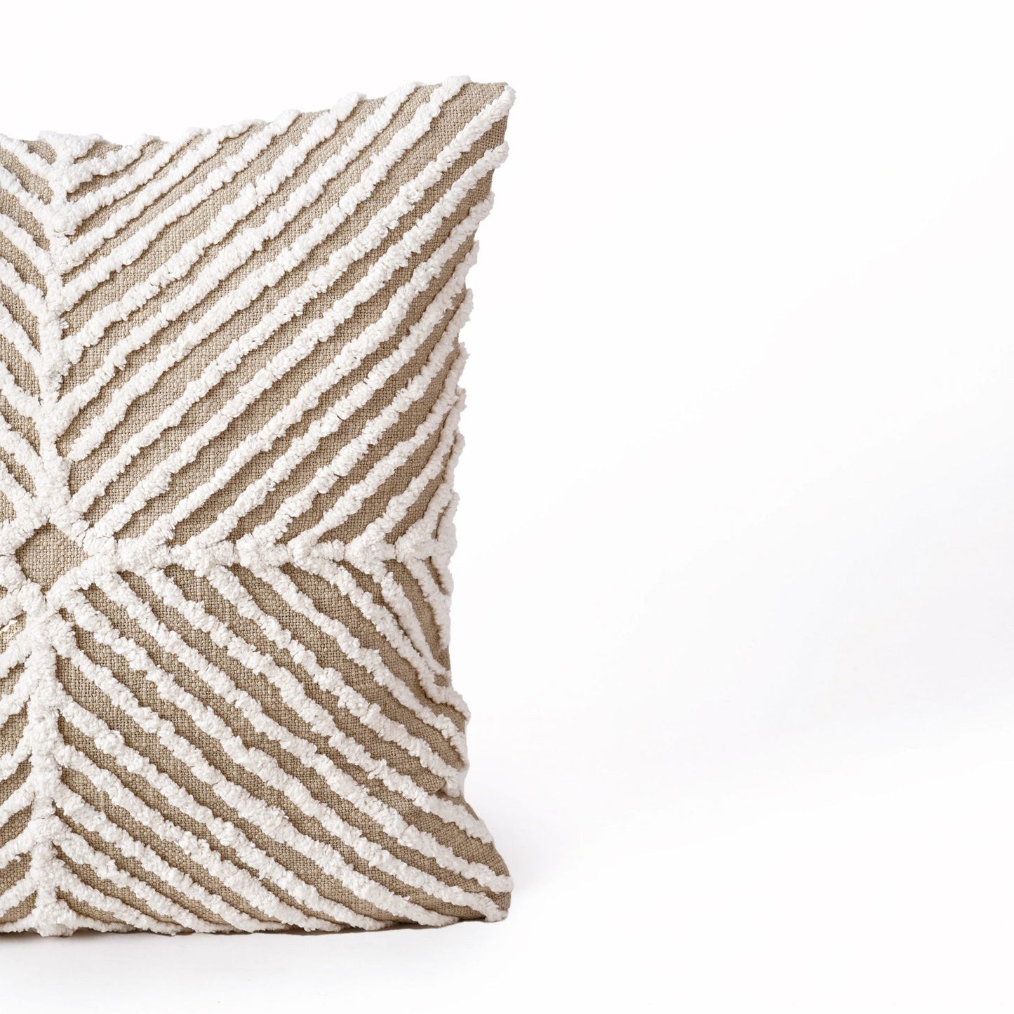 ZULU - Tufted off white and Beige Throw Pillow Cover, 18X18 inches - Zulu Collection
