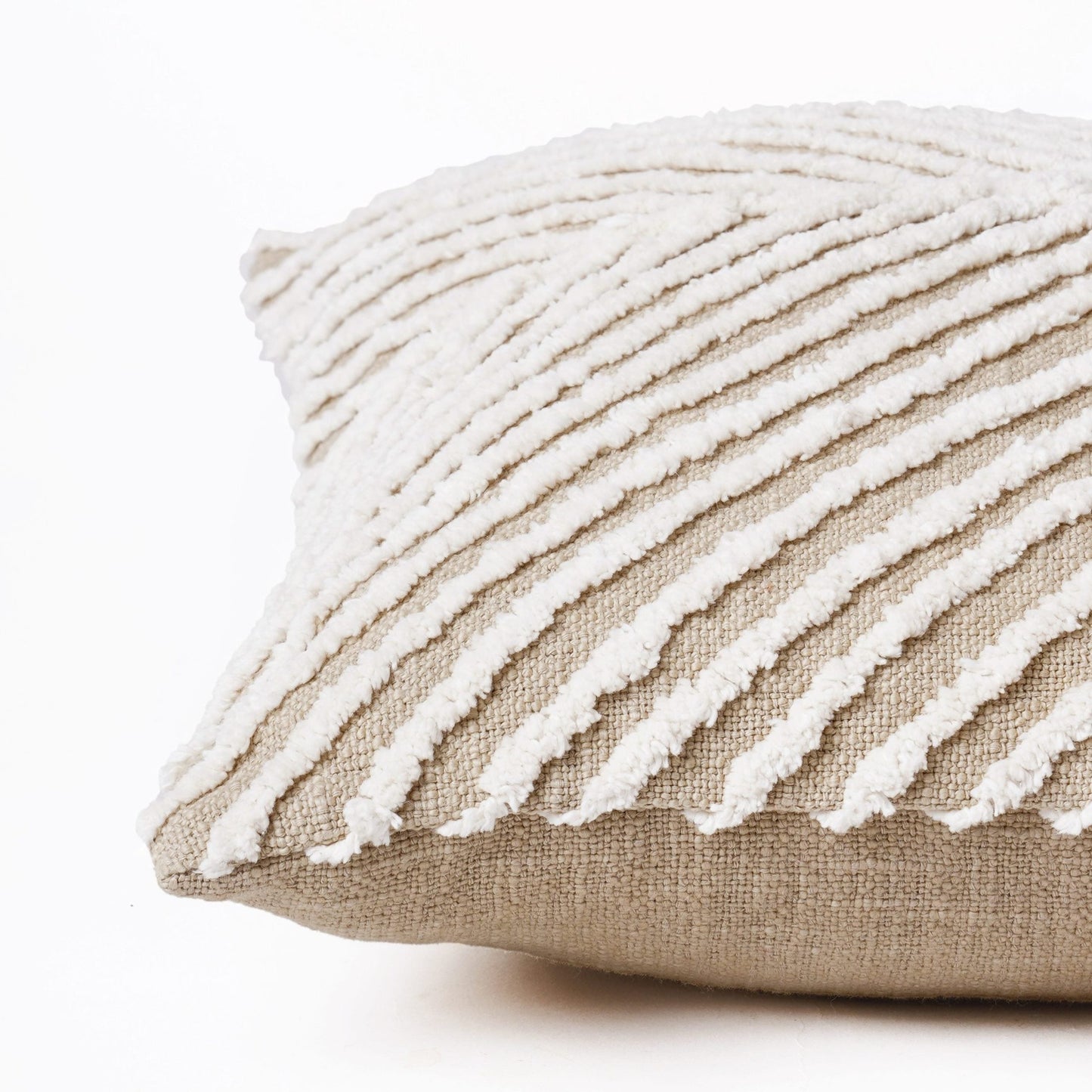 ZULU - Tufted off white and Beige Throw Pillow Cover, 18X18 inches - Zulu Collection
