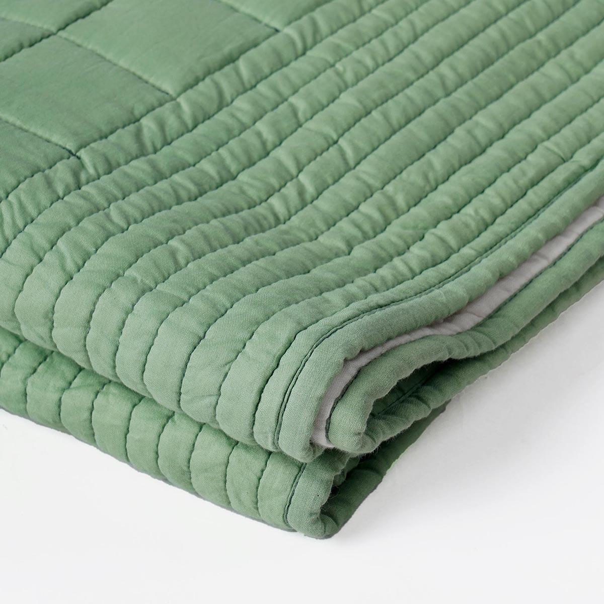 Sage Green colour machine quilted Throw blanket, 100% cotton, 50X60 inches