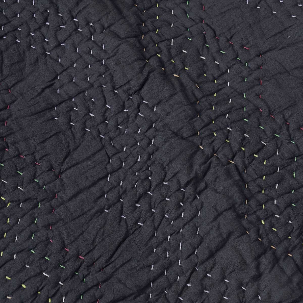 Black quilted Throw blanket, chevron pattern, zig zag quilting, hand quilted, 100% cotton, 50X60 inches