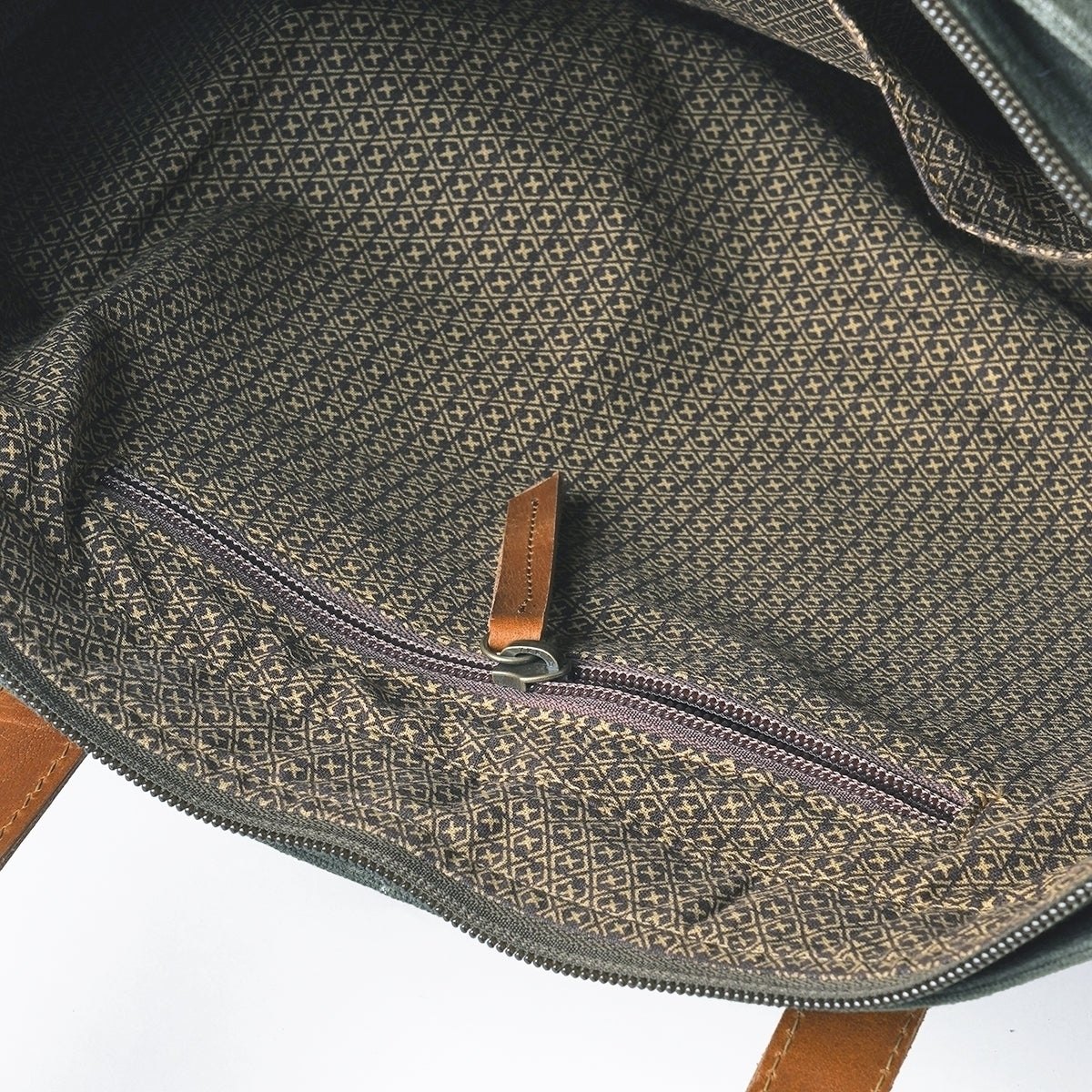 Olive Green waxed canvas yoga bag, gym bag, leather adjustable straps, 16X13X4 inches