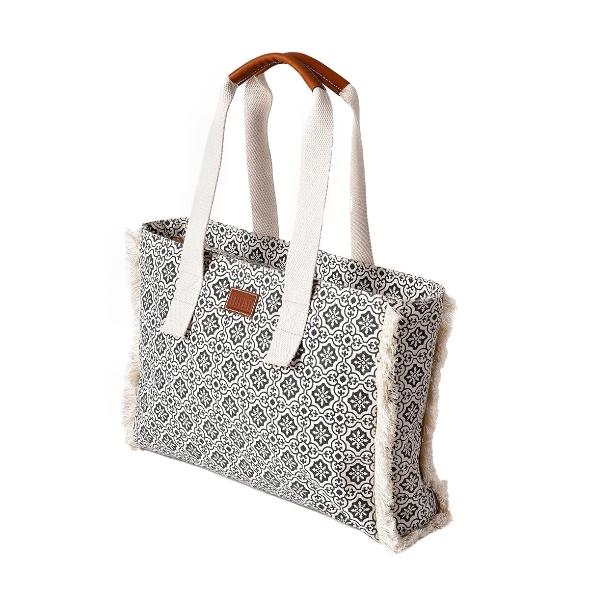 Large white leather on sale tote