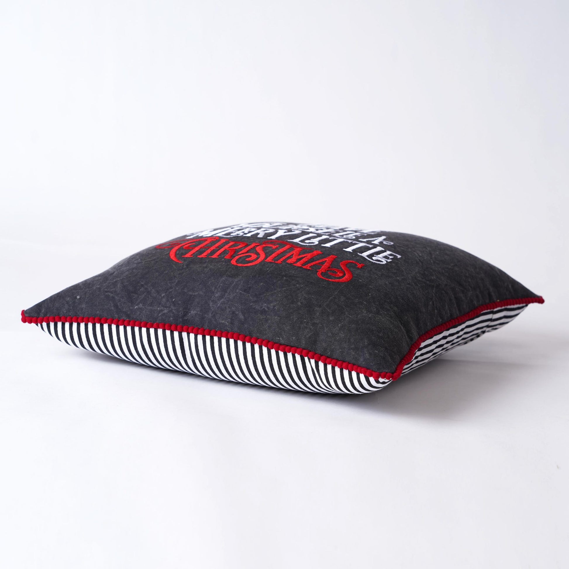 Christmas pillow cover, charcoal and red colour, embroidery, cotton pillow cover, sizes available